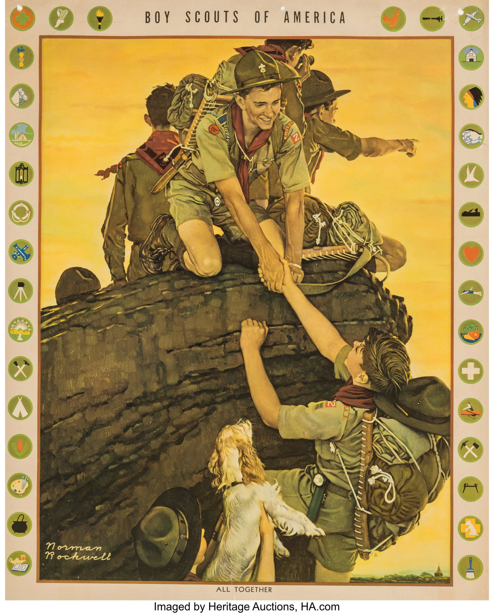 Norman Rockwell (American, 1894-1978) All Togeth: Norman Rockwell (American, 1894-1978) All Together Poster Offset Lithograph in colors on paper 27 x 22 inches (68.6 x 55.9 cm) (sight) Published by Br