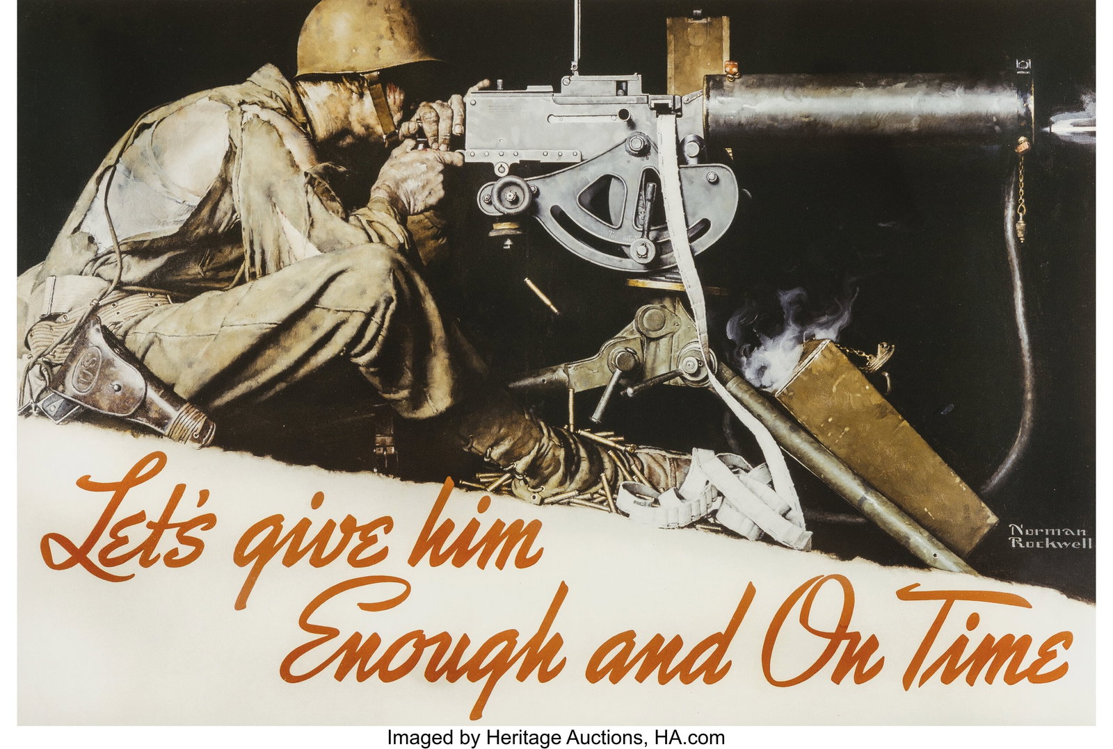 Norman Rockwell (American, 1894-1978) Let's Give: Norman Rockwell (American, 1894-1978) Let's Give Him Enough and On Time poster, 1942 Offset lithograph on paper 26-1/2 x 39 inches (67.3 x 99.1 cm) &l