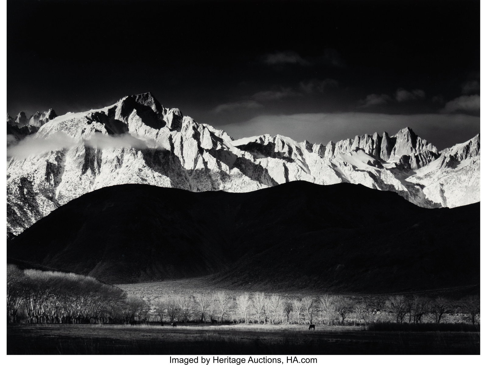 Ansel Adams (American, 1902-1984) Winter Sunrise: Ansel Adams (American, 1902-1984) Winter Sunrise, Sierra Nevada, from Lone Pine, California, 1944 Gelatin silver print, printed 1973-1977 14-1/2 x 19-