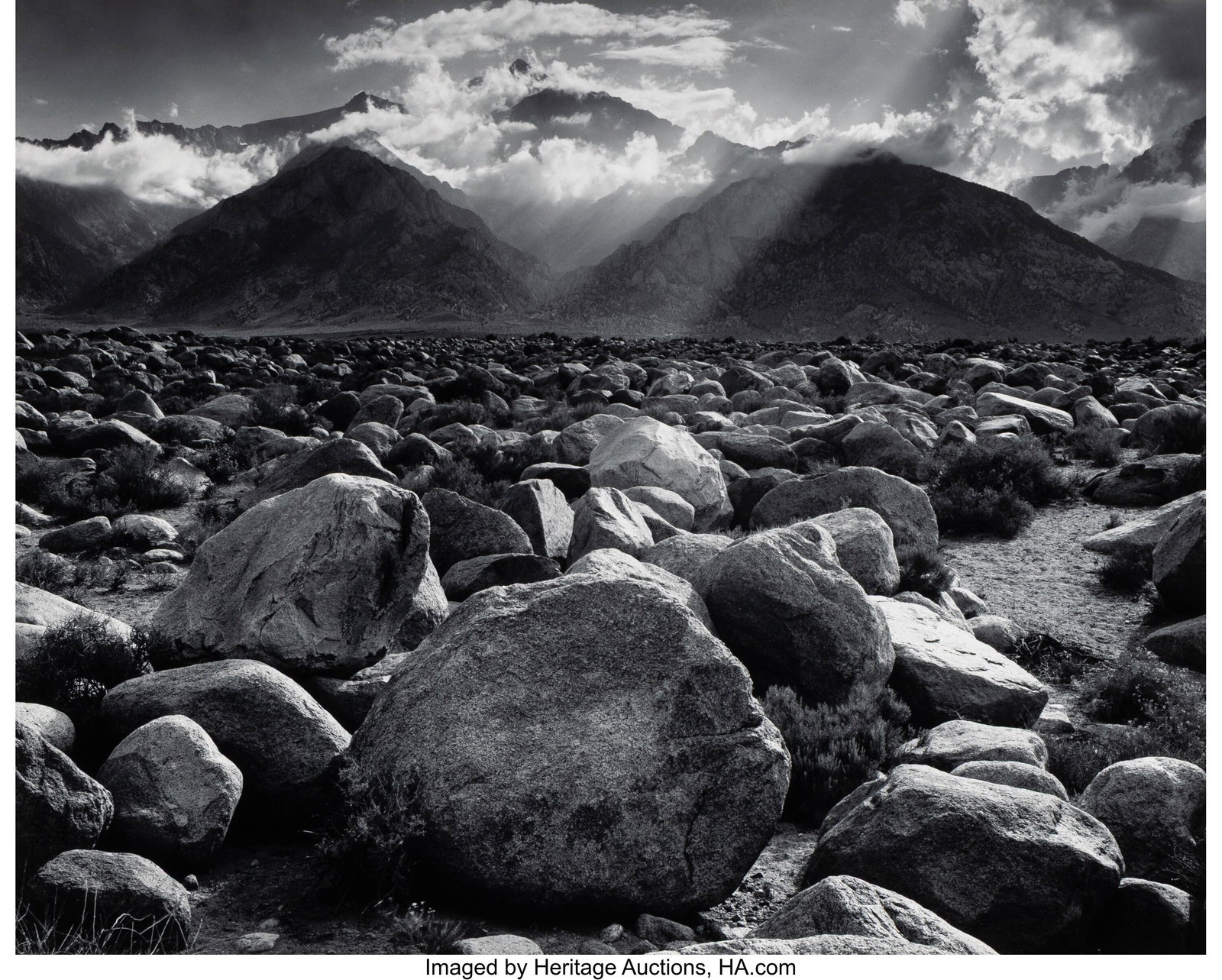 Ansel Adams (American, 1902-1984) Mount Williams: Ansel Adams (American, 1902-1984) Mount Williamson from Manzanar, 1944 Gelatin silver print, printed 1962-1963 15 x 18-3/4 inches (38.1 x 47.6 cm&rpa