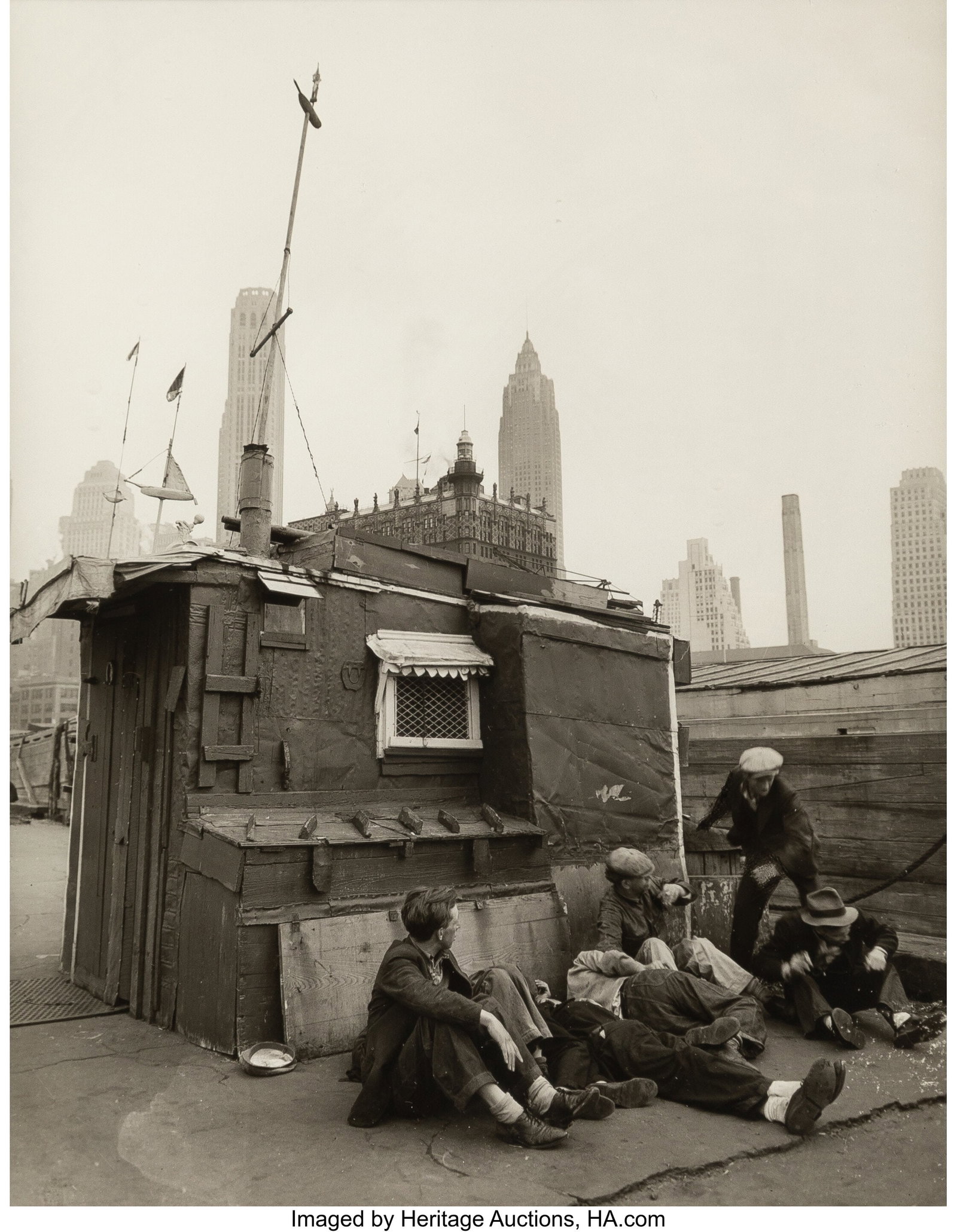 Berenice Abbott (American, 1898-1991) Shelter on: Berenice Abbott (American, 1898-1991) Shelter on the Waterfront, New York, 1936 Gelatin silver print 9-3/4 x 7-1/8 inches (24.8 x 18.1 cm) &