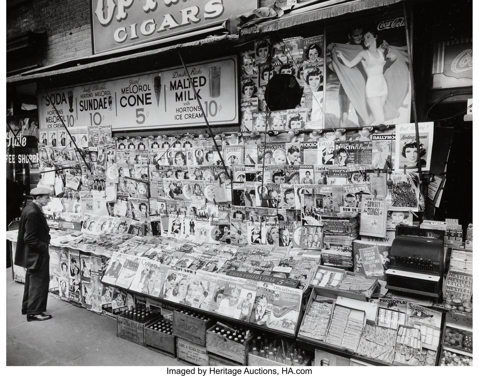 Berenice Abbott (American, 1898-1991) Newsstand,: Berenice Abbott (American, 1898-1991) Newsstand, East 32nd Street and Third Avenue, Manhattan, 1935 Gelatin silver print on Agfa paper, printed later 8 x 10 inc