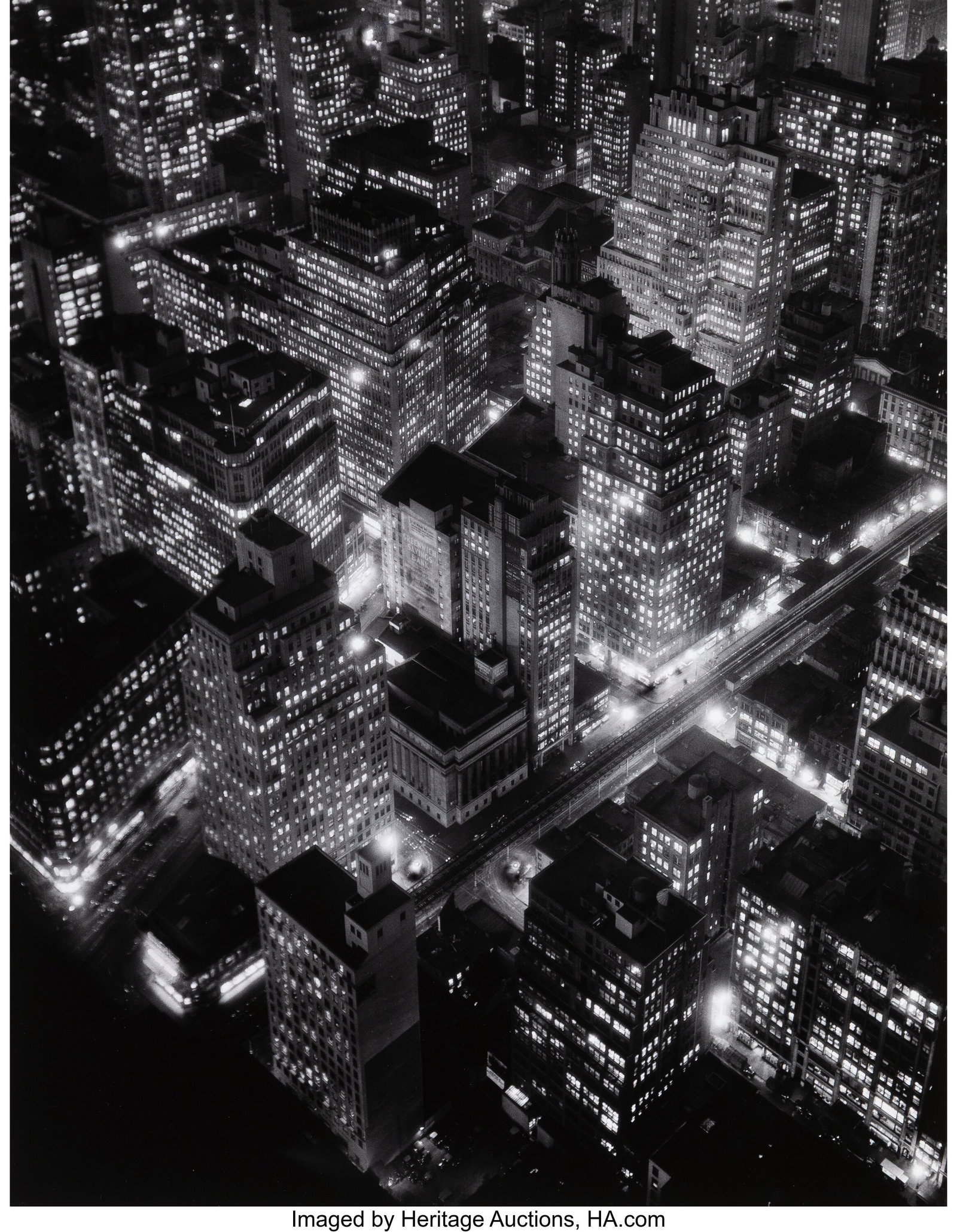 Berenice Abbott (American, 1898-1991) New York a: Berenice Abbott (American, 1898-1991) New York at Night, 1932 Gelatin silver print, printed later 13-3/4 x 10-5/8 inches (34.9 x 27.1 cm) &l