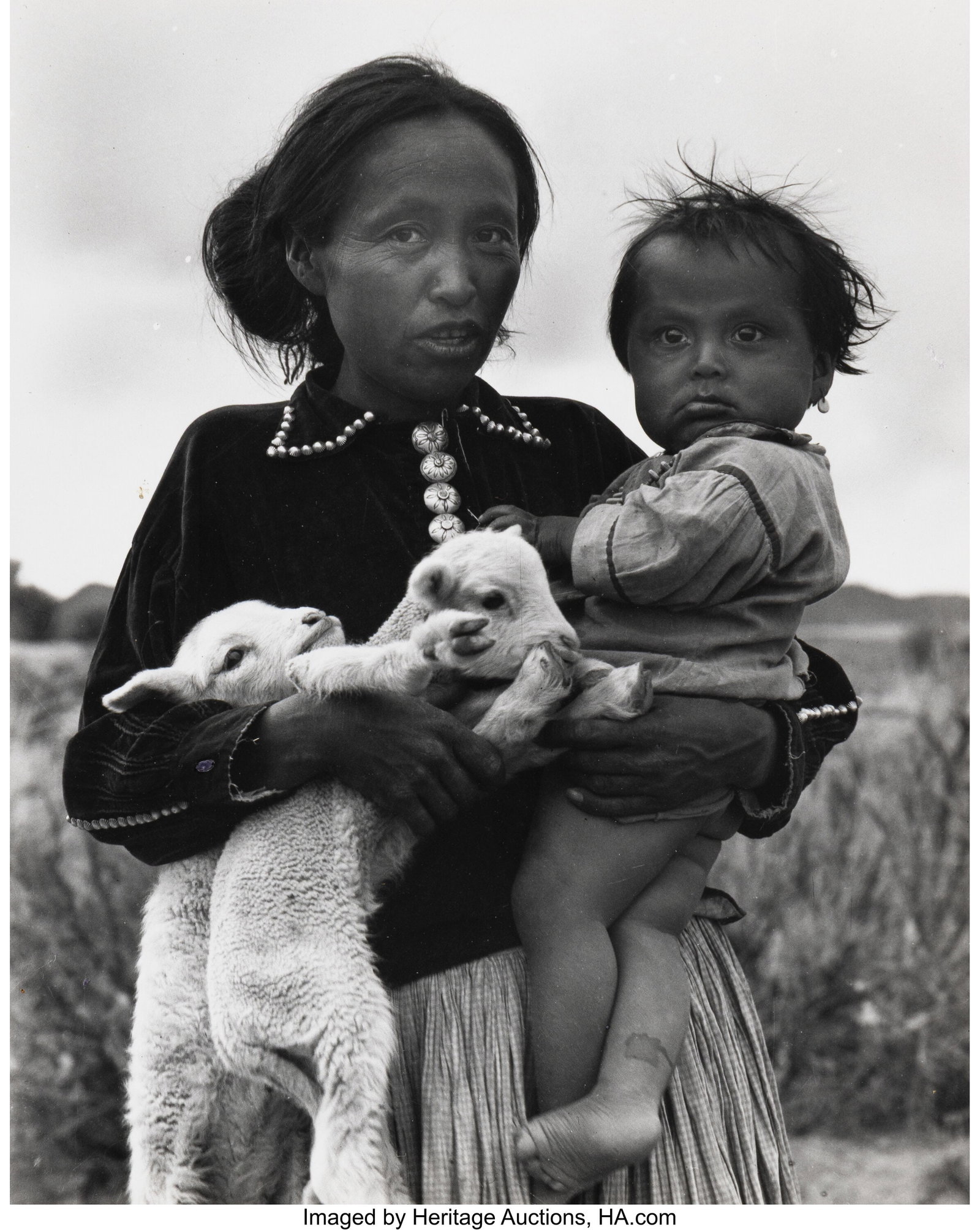 Laura Gilpin (American, 1891-1979) Navaho Woman,: Laura Gilpin (American, 1891-1979) Navaho Woman, Child and Lambs, 1932 Gelatin silver print, printed 1968 9-1/2 x 7-5/8 inches (24.1 x 19.4