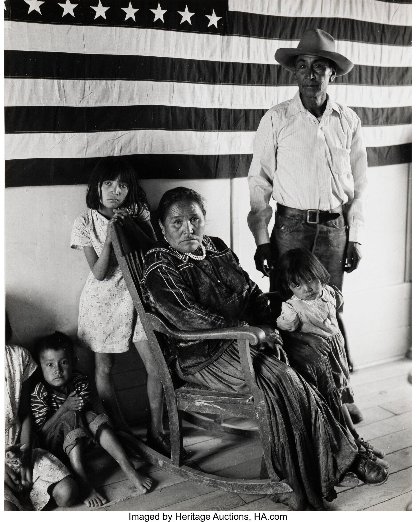 Laura Gilpin (American, 1891-1979) A Navajo Fami: Laura Gilpin (American, 1891-1979) A Navajo Family, 1950 Gelatin silver print, ferrotyped, printed later 9-1/2 x 7-1/2 inches (24.1 x 19.1 