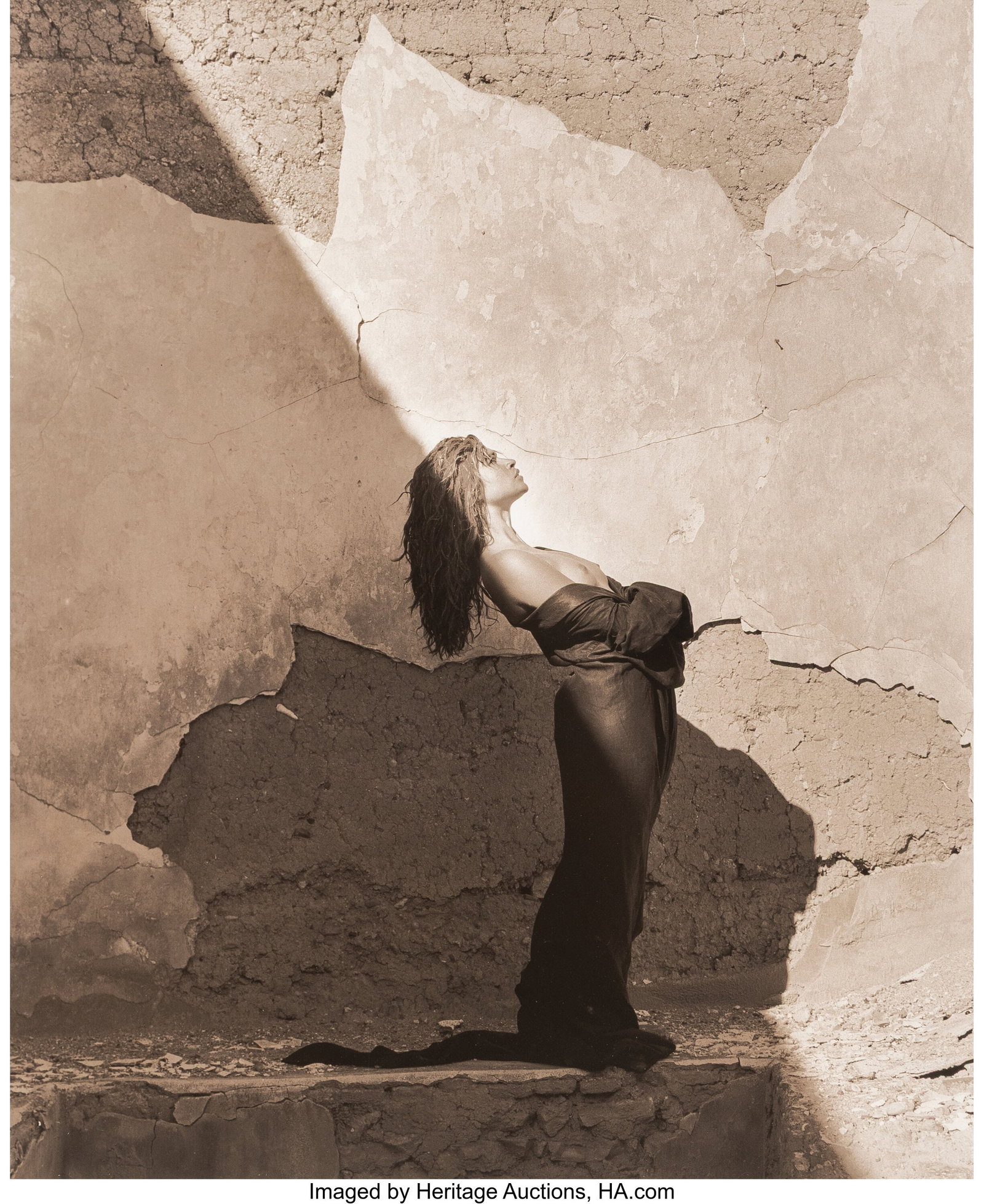 Herb Ritts (American, 1952-2002) Draped Woman, M: Herb Ritts (American, 1952-2002) Draped Woman, Marrakech, 1986 Toned gelatin silver print 18-1/2 x 15 inches (47.0 x 38.1 cm) (image) 