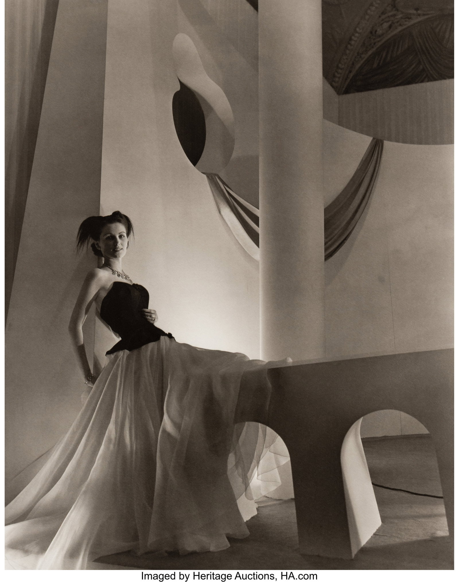 Horst P. Horst (American/German, 1906-1999) Mode: Horst P. Horst (American/German, 1906-1999) Model in Surreal Setting, 1938 Platinum palladium print, printed later 19 x 14-7/8 inches (48.3 x 37&