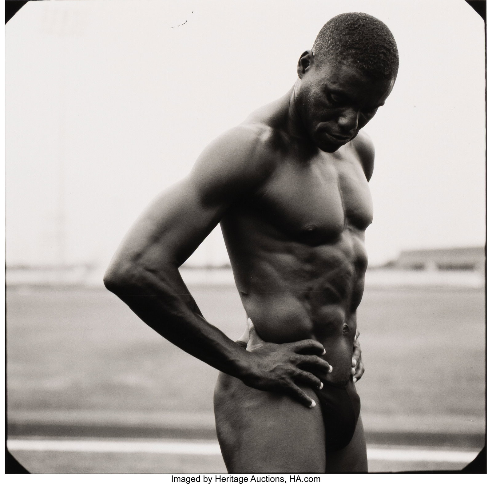 Annie Leibovitz (American, b. 1949) Carl Lewis, : Annie Leibovitz (American, b. 1949) Carl Lewis, Pearland, Texas, 1996 Gelatin silver print 13-3/4 x 13-7/8 inches (34.9 x 35.2 cm&rp