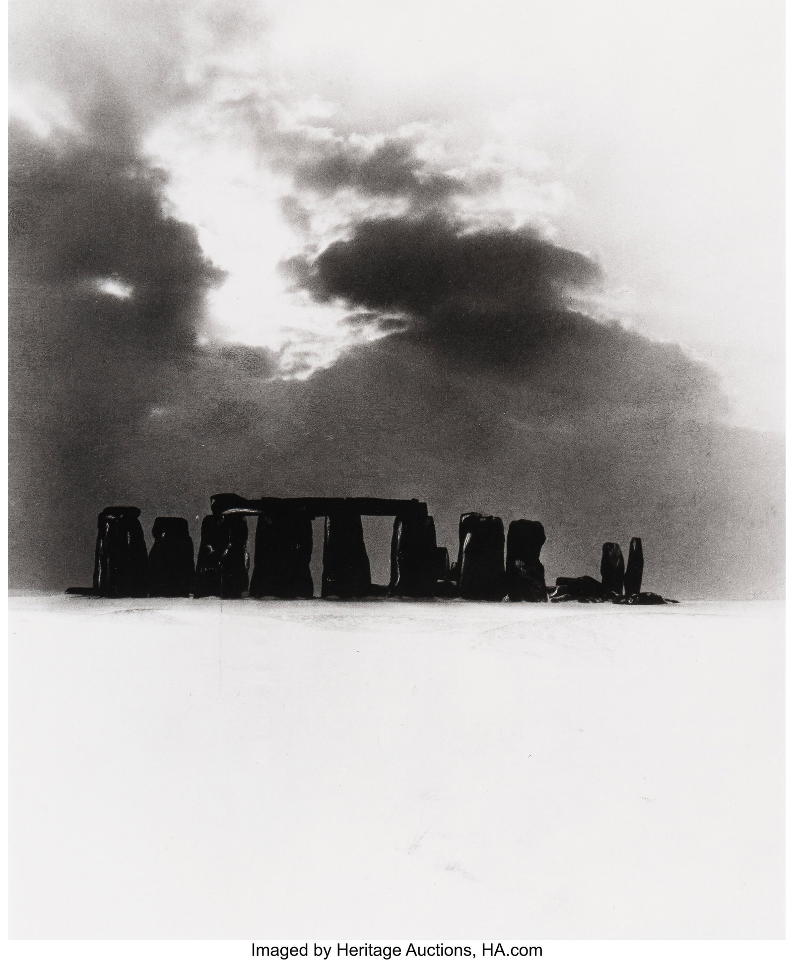 Bill Brandt (British, 1904-1983) Stonehenge Unde: Bill Brandt (British, 1904-1983) Stonehenge Under Snow, 1947 Gelatin silver print, printed later 13-1/4 x 11-1/2 inches (33.7 x 29.2 cm) &lp