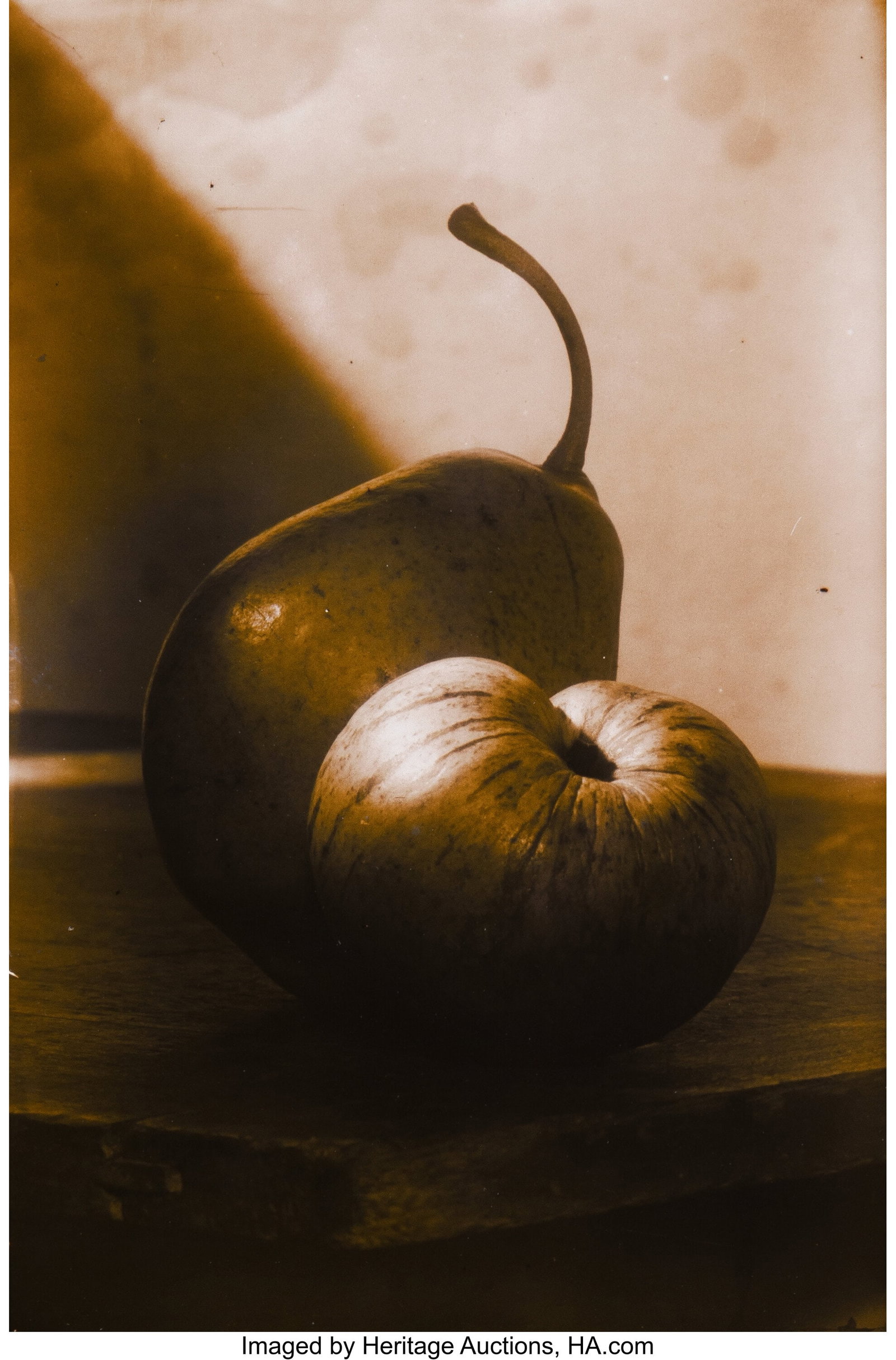Josef Sudek (Czech, 1896-1976) Apple and Pear, 1: Josef Sudek (Czech, 1896-1976) Apple and Pear, 1950s Toned gelatin silver print 6-1/2 x 4-1/2 inches (16.5 x 11.4 cm) (image) 9-1/4 