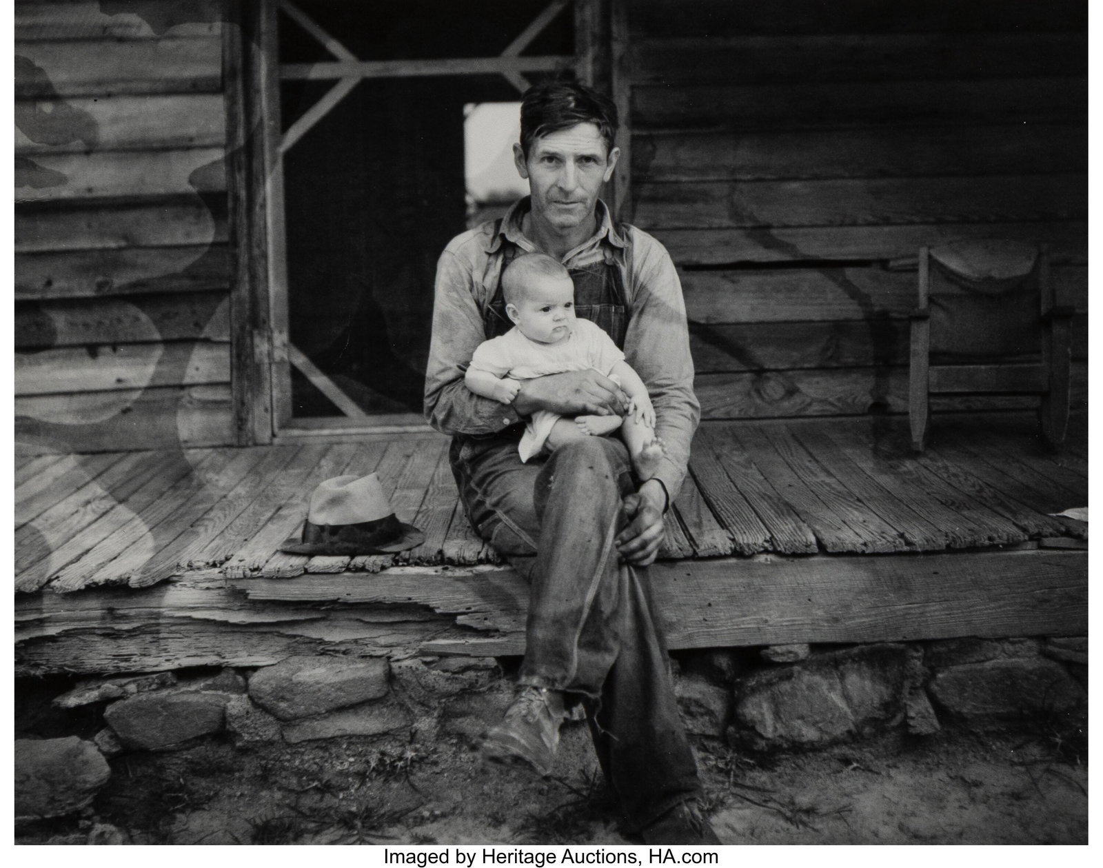 Dorothea Lange (American, 1895-1965) Tobacco Sha: Dorothea Lange (American, 1895-1965) Tobacco Sharecropper on Front Porch, 1939 Gelatin silver print, printed later 7-1/2 x 9-1/4 inches (19.1 x 23&perio