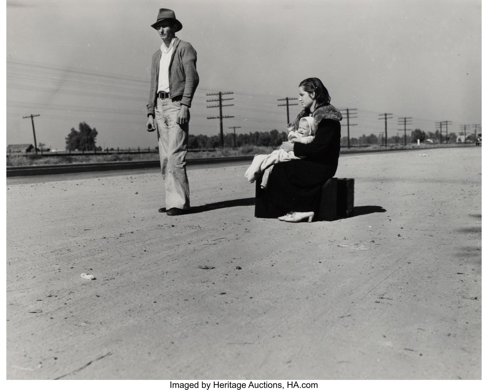 Dorothea Lange (American, 1895-1965) Penniless F: Dorothea Lange (American, 1895-1965) Penniless Family on the Highway, California, 1935 Gelatin silver print, printed later 7-1/2 x 9-1/4 inches (19&perio