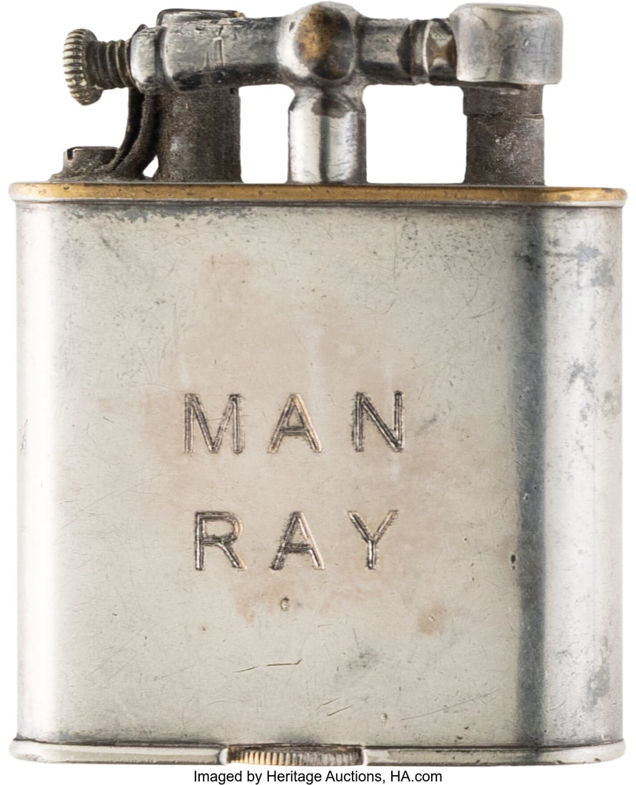 Man Ray (American, 1890-1976) Engraved Cigarette: Man Ray (American, 1890-1976) Engraved Cigarette Lighter; Lips (2 items), 1930s Lithograph print, printed later and cigarette lighter 5 x 7 inches (12&p