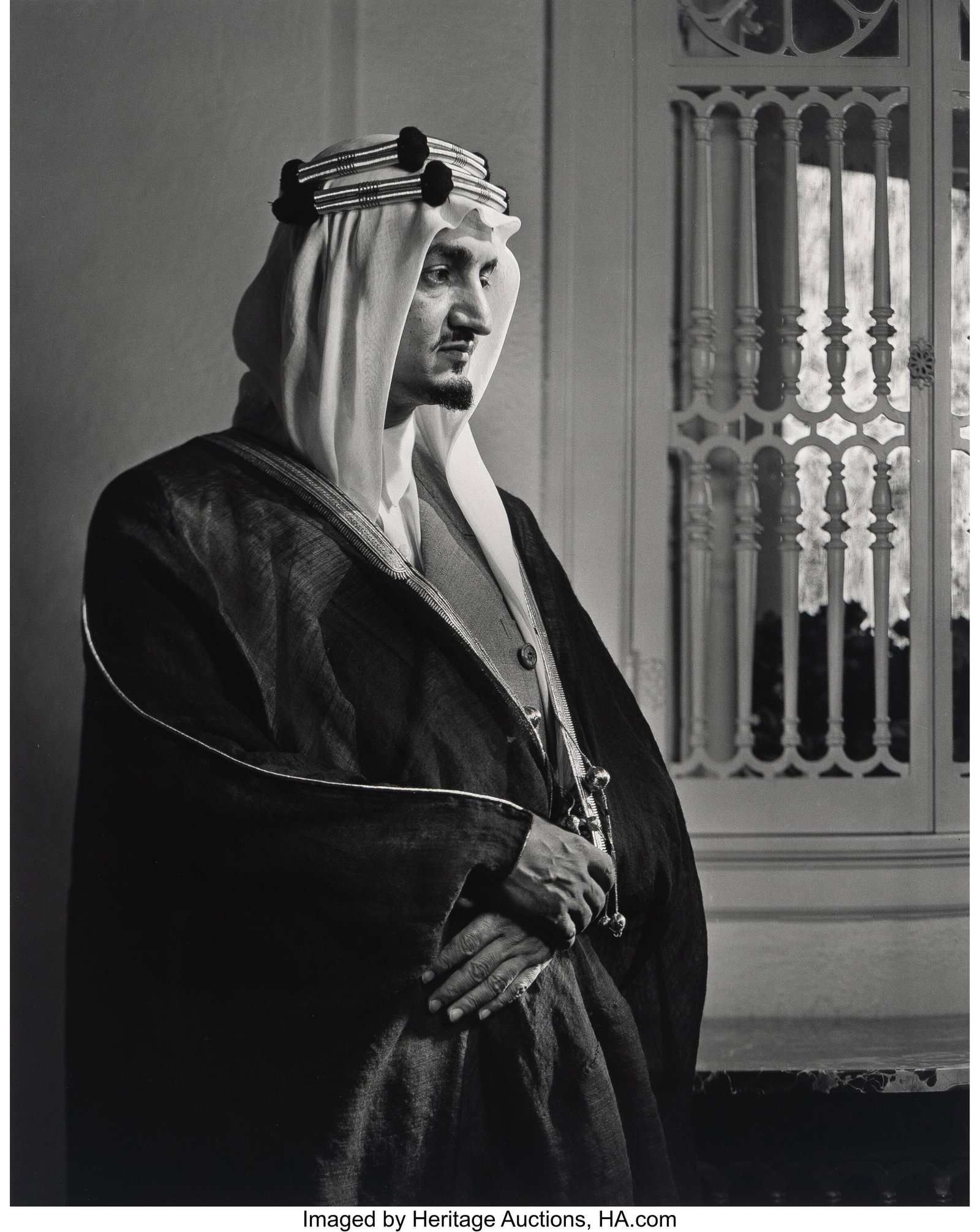 Yousuf Karsh (Canadian, 1908-2002) King Faisal, : Yousuf Karsh (Canadian, 1908-2002) King Faisal, 1945 Oversized gelatin silver print 19-1/2 x 15-1/2 inches (49.5 x 39.4 cm) (image/sheet&