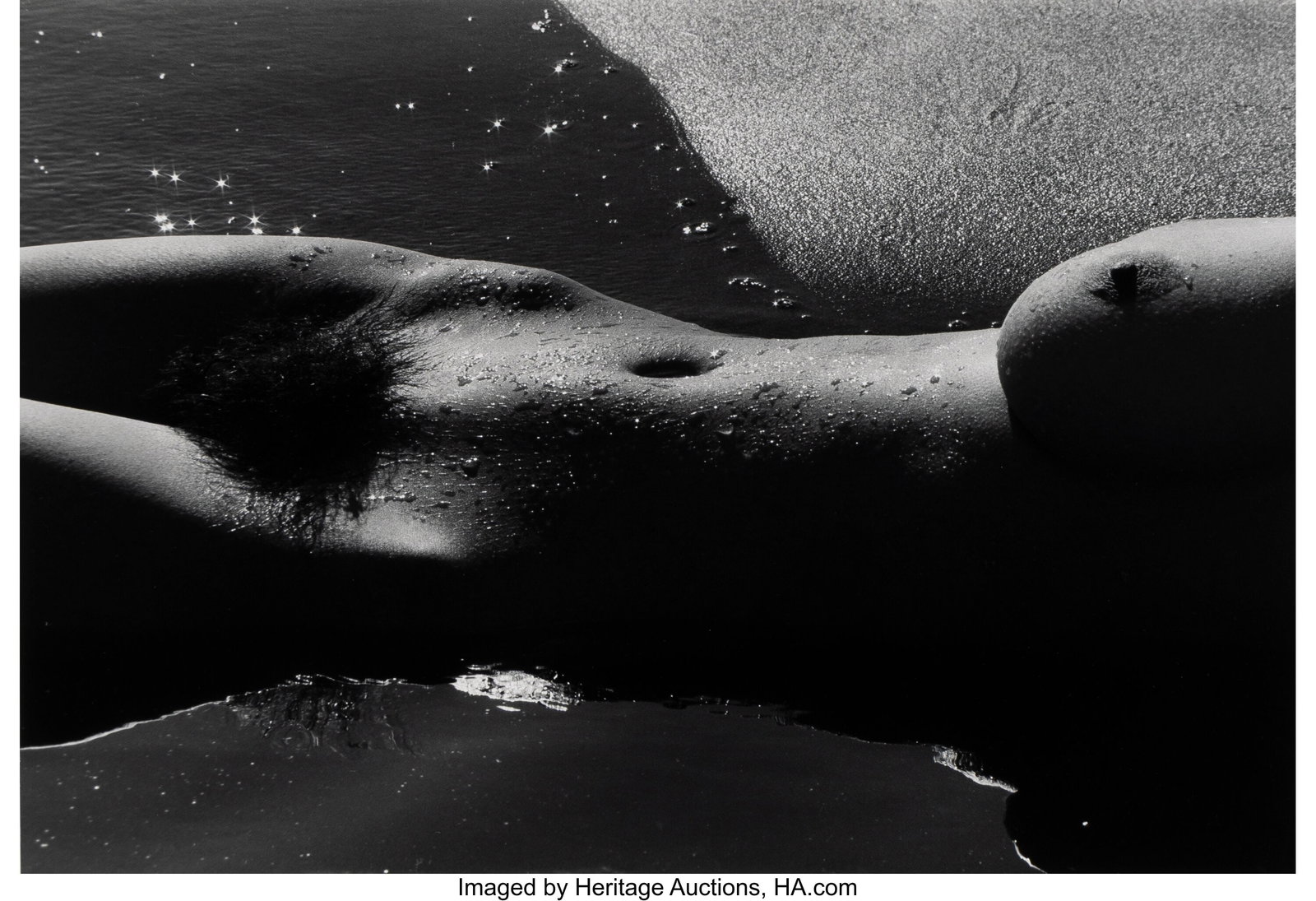 Lucien Clergue (French, 1934-2014) Nude on Beach: Lucien Clergue (French, 1934-2014) Nude on Beach, circa 1960s Gelatin silver print 14-1/8 x 20-5/8 inches (35.9 x 52.4 cm) (image) 16-1&