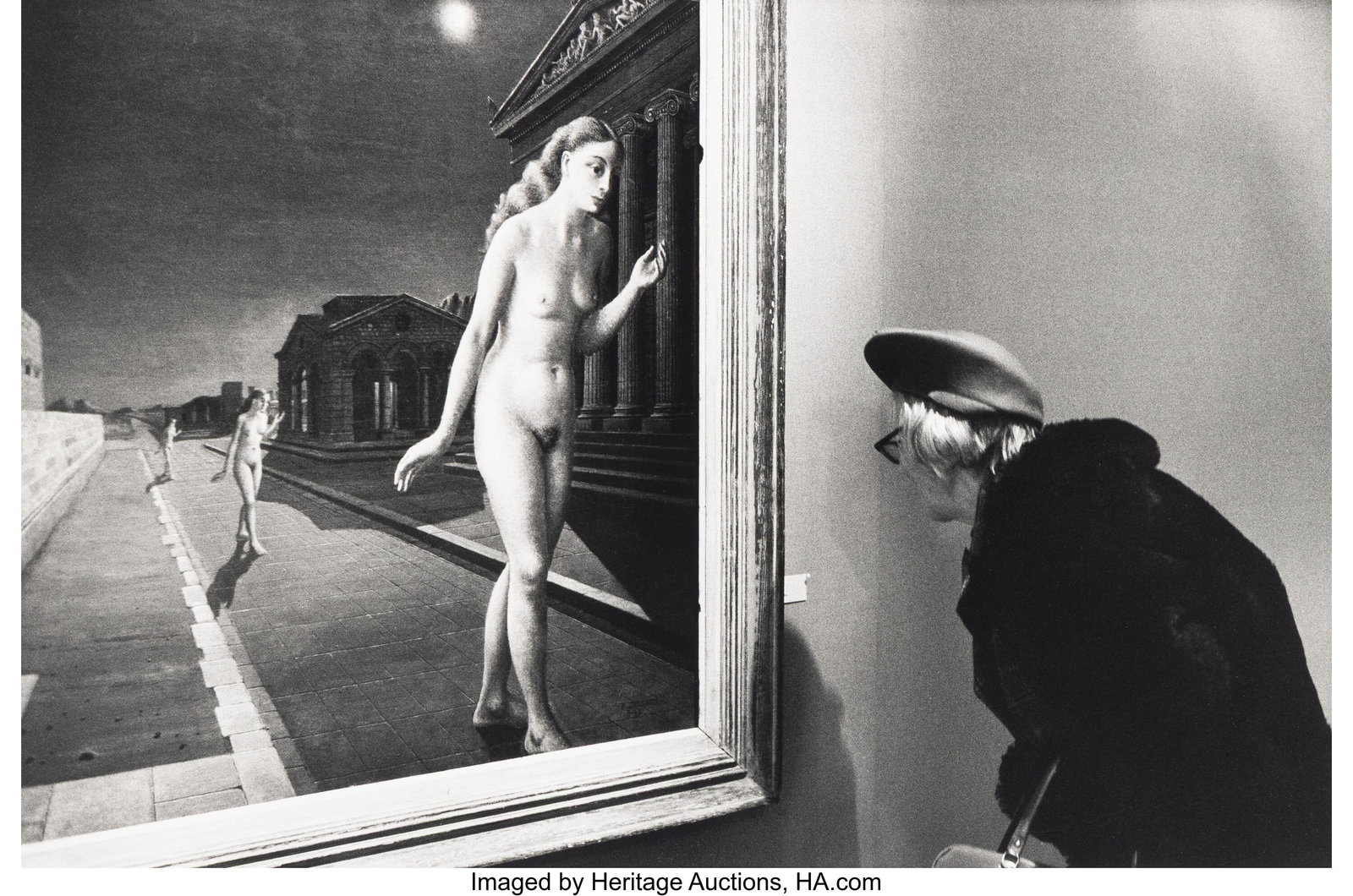 Martine Franck (Belgian, 1938-2012) Painting by : Martine Franck (Belgian, 1938-2012) Painting by Paul Delvaux, Grand Palais, Paris, 1972 Gelatin silver print, printed later 10-1/2 x 16 inches (26&peri
