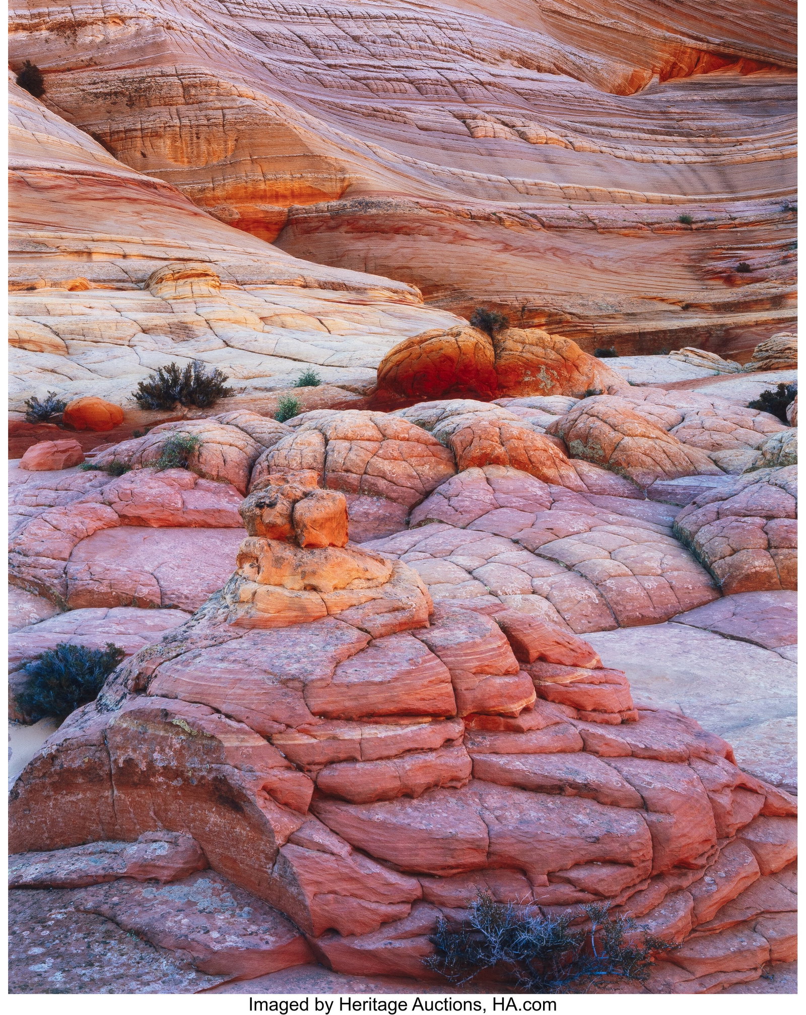 Kenneth Parker (American, 20th Century) Painted : Kenneth Parker (American, 20th Century) Painted Mounds and Cliff at Dawn, Coyote Buttes Paria River-Vermilion Cliffs Wilderness, Arizona, 2000 Digital pigment print&c
