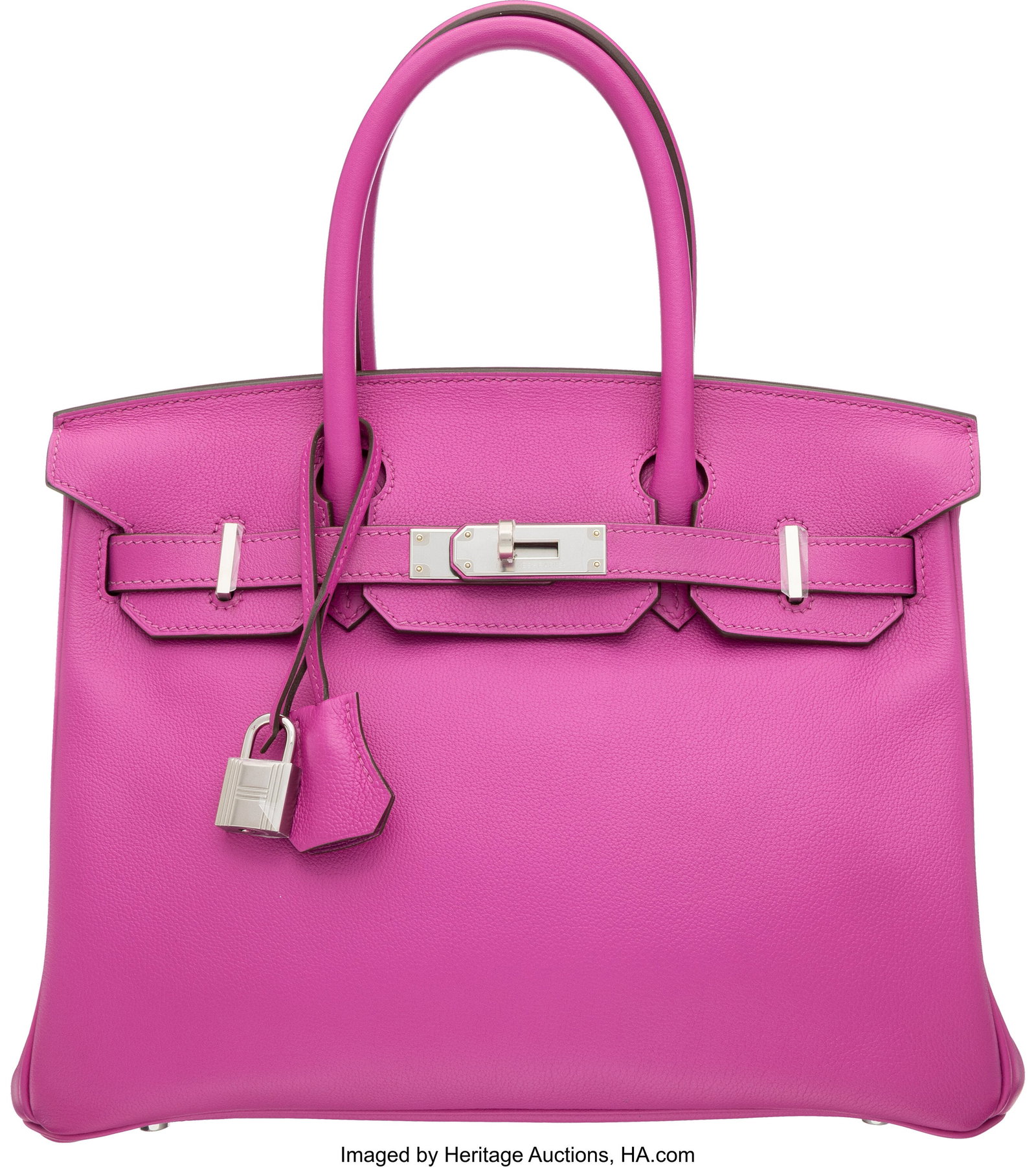 Hermès 30cm Magnolia Evercolor Leather Birkin B: Hermès 30cm Magnolia Evercolor Leather Birkin Bag with Palladium Hardware C, 2018 Condition: 1 11" Width x 8" Height x 6" Depth This bag is done in Magnolia Evercolor Leather with P