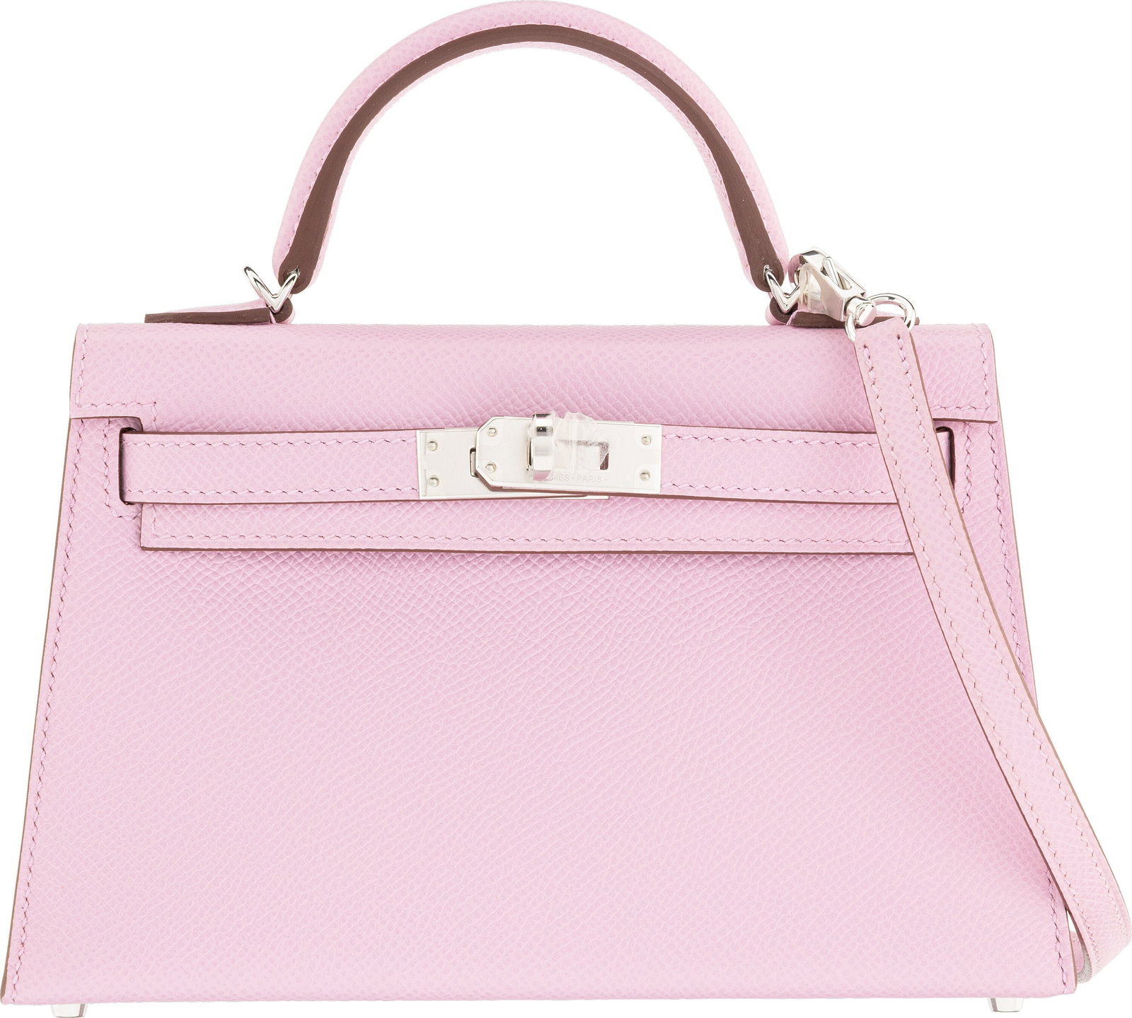 Hermès 20cm Mauve Sylvestre Epsom Leather Mini : Hermès 20cm Mauve Sylvestre Epsom Leather Mini Kelly with Palladium Hardware K, 2025 Condition: 1 7.5" Width x 4.75" Height x 2" Depth This bag is done in Mauve Sylves