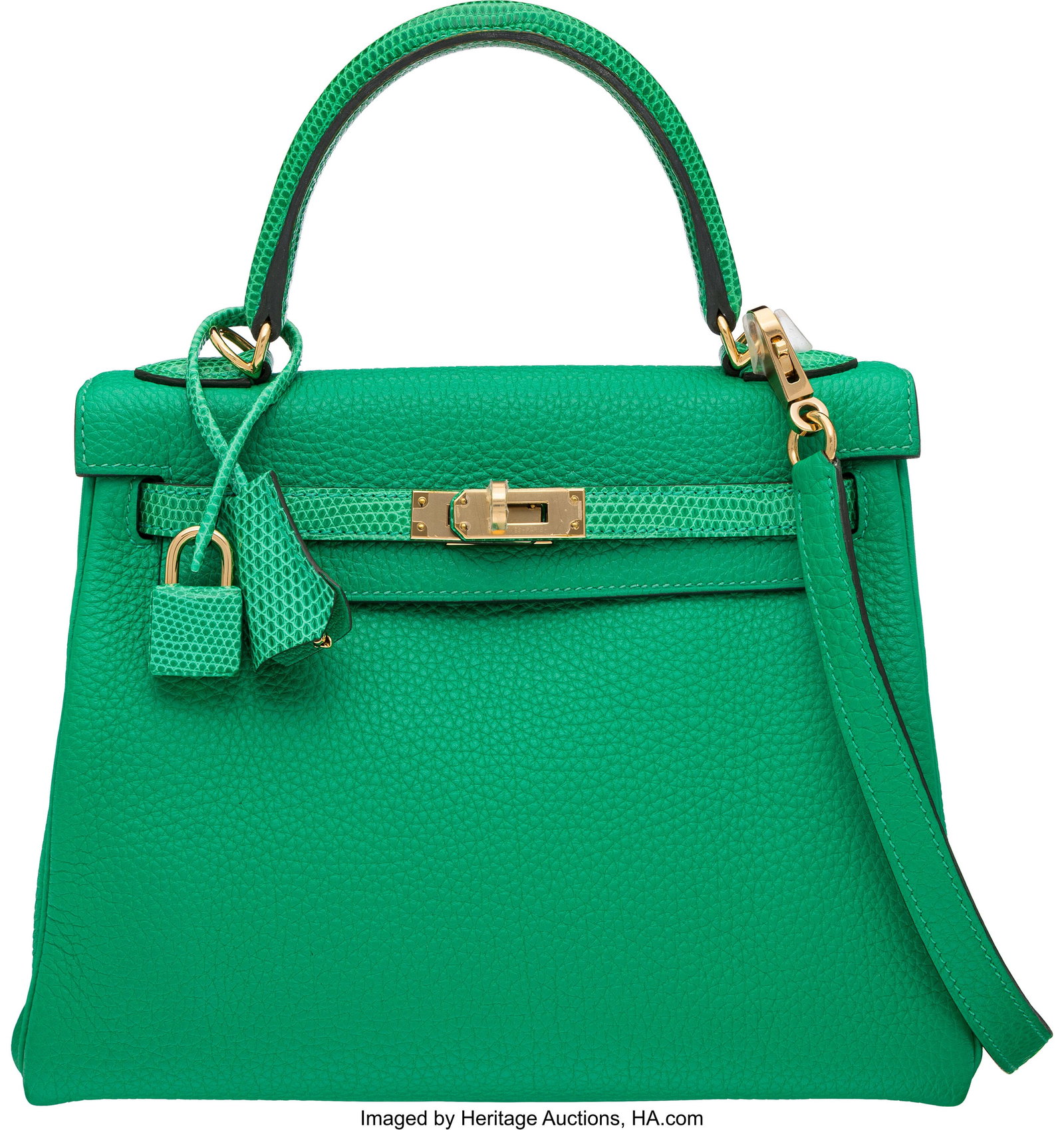 Hermès 25cm Menthe Niloticus Lizard & Togo Leat (1 of 5)