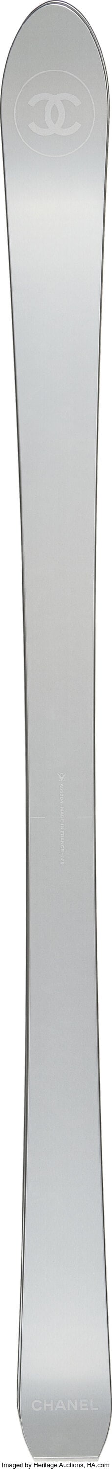 Chanel Black Wood & Silver Fiberglass Alpine Ski (1 of 4)