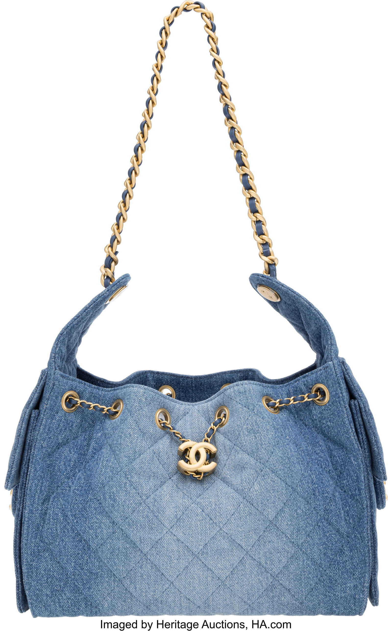 Chanel Blue Quilted Denim Small 25 Hobo Bag with (1 of 4)