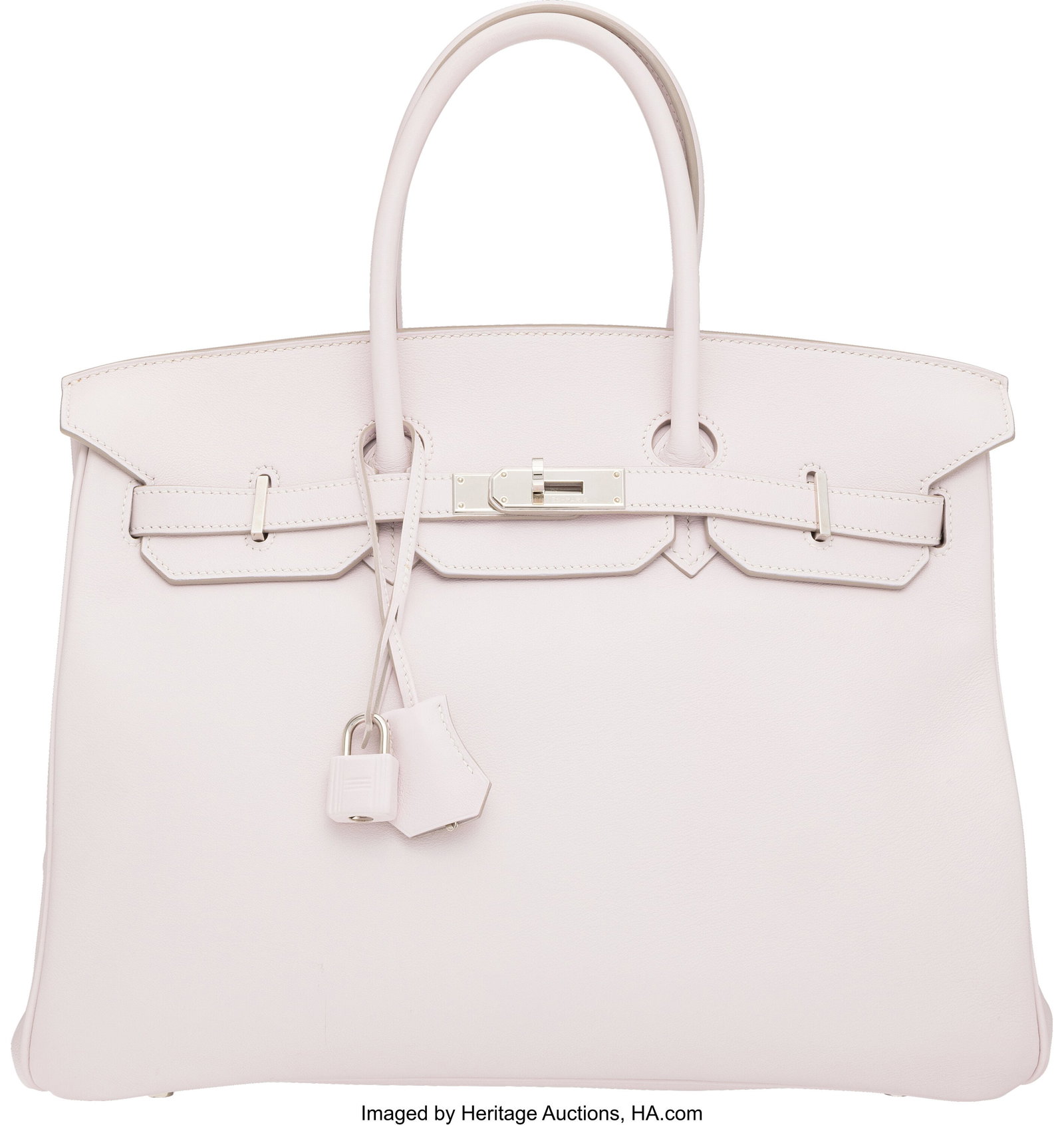 Hermès 35cm Rose Dragee Swift Leather Birkin Ba: Hermès 35cm Rose Dragee Swift Leather Birkin Bag with Palladium Hardware K Square, 2007 Condition: 2 14" Width x 10" Height x 7" Depth This bag is done in Rose Dragee Swift Leather 