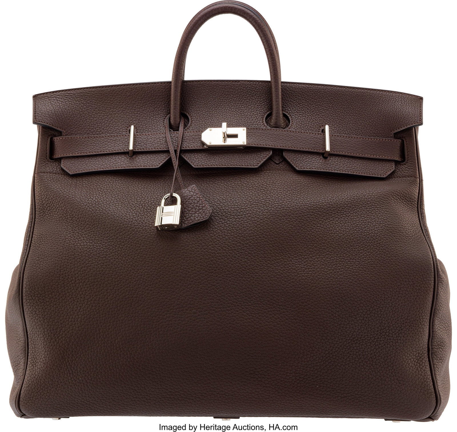 Hermès 50cm Havane Togo Leather HAC Travel Birk: Hermès 50cm Havane Togo Leather HAC Travel Birkin Bag with Palladium Hardware N Square, 2010 Condition: 2 20" Width x 17" Height x 10" Depth This bag is done in Havane Togo Leather 