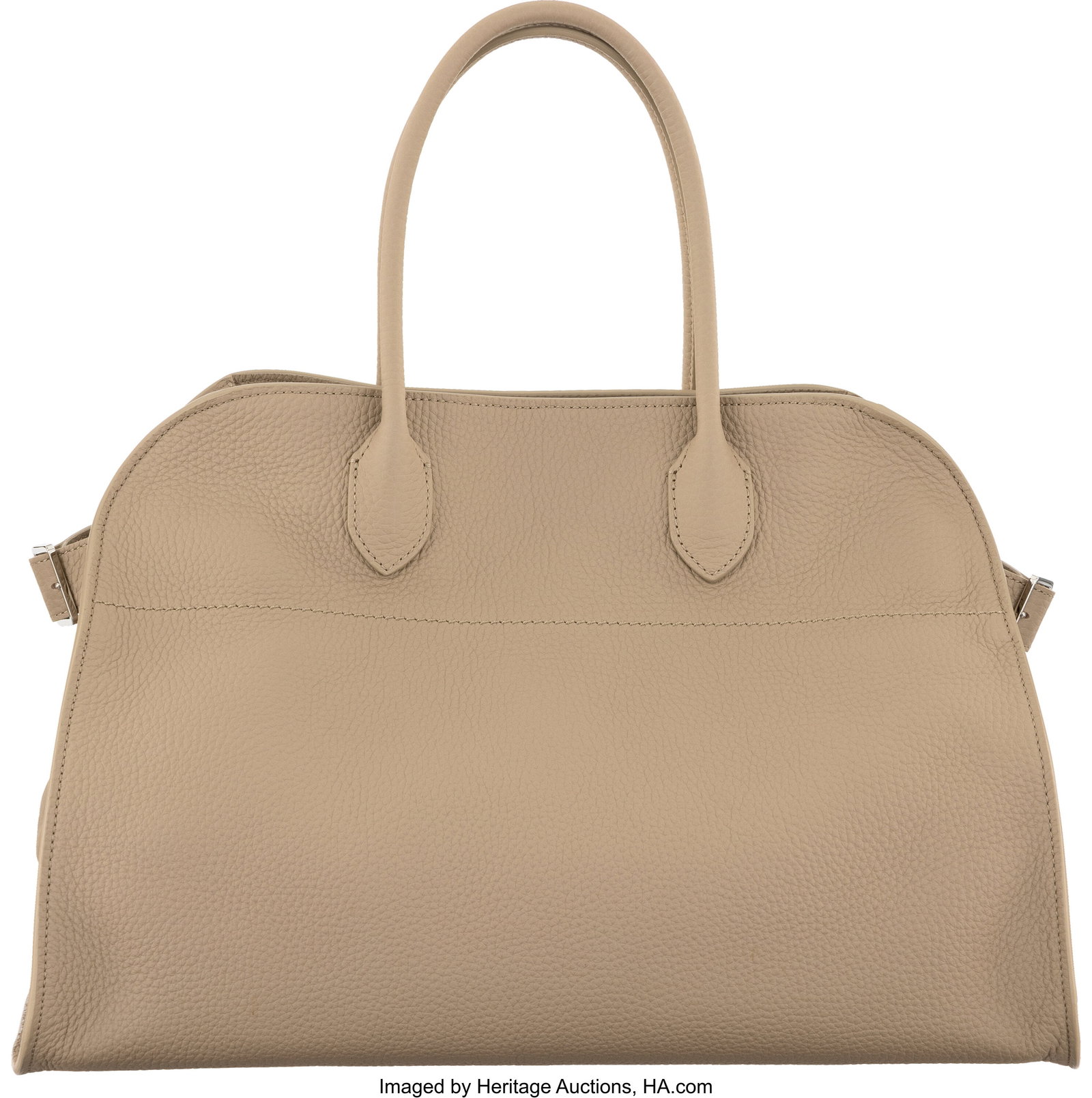 The Row Dark Taupe Calfskin Leather Soft Margaux: The Row Dark Taupe Calfskin Leather Soft Margaux 15 Bag with Silver Hardware Condition: 1 15" Width x 11" Height x 9" Depth This bag is done in Dark Taupe Calfskin Leather with Silver Hardware&c
