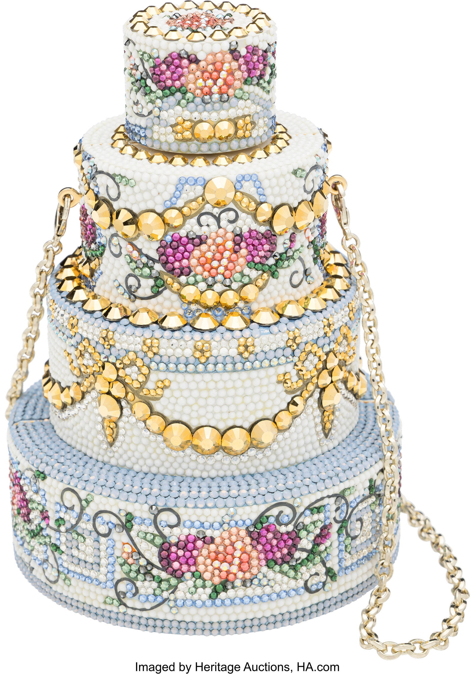 Judith Leiber Blue & Gold Crystal Tie The Knot T (1 of 4)