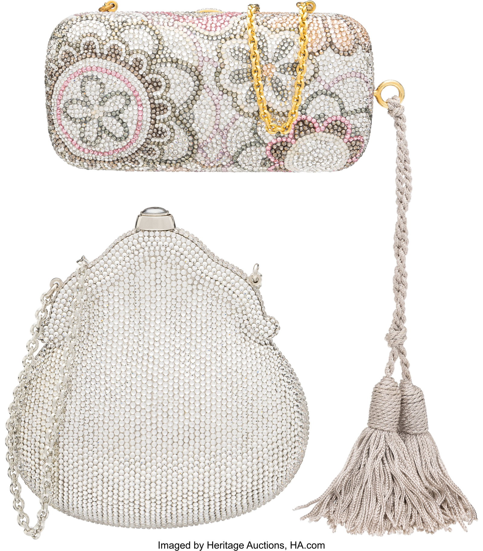 Judith Leiber Set of Two: Silver & Floral Crysta (1 of 3)