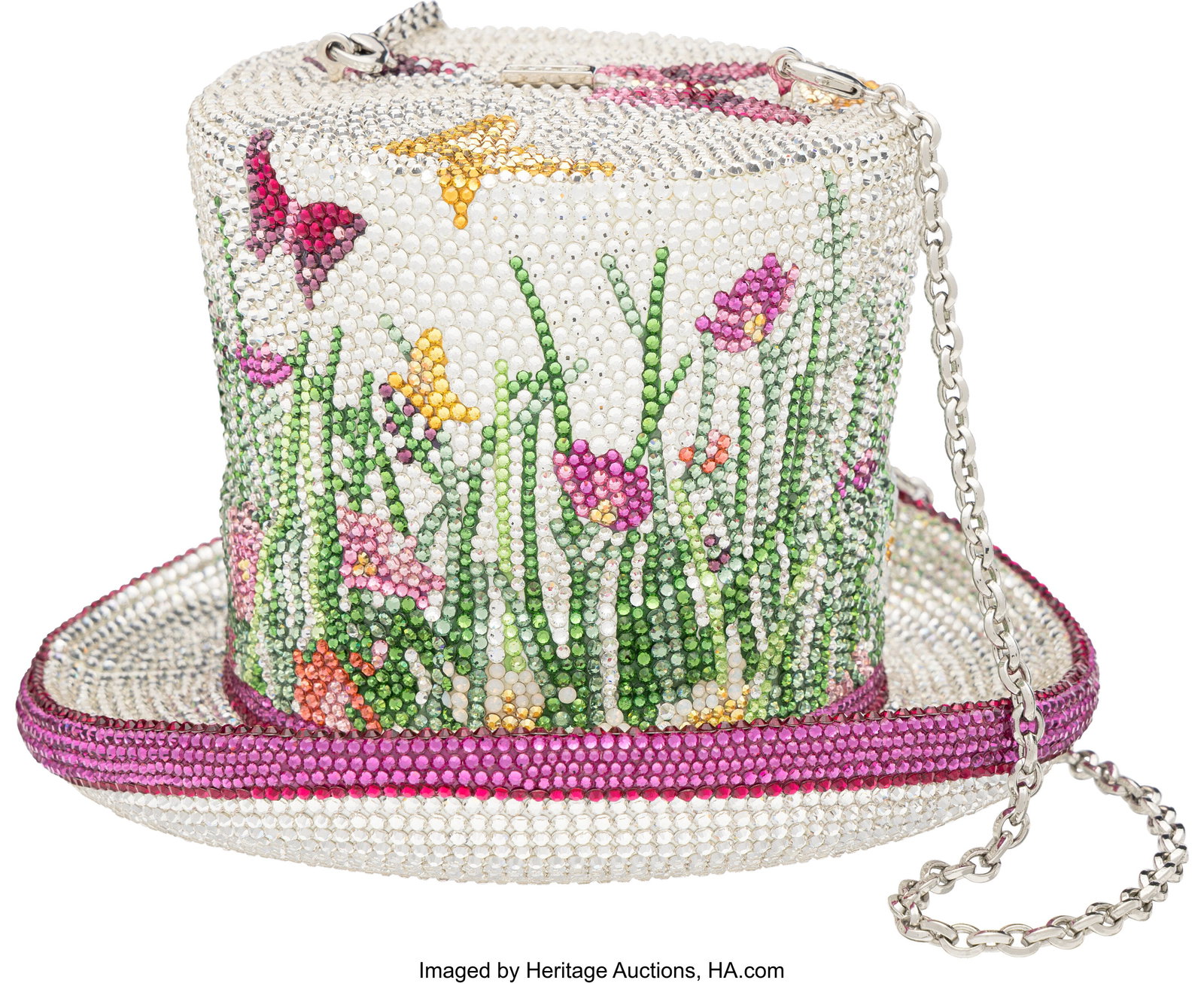 Judith Leiber Silver & Multicolor Floral Top Hat (1 of 4)