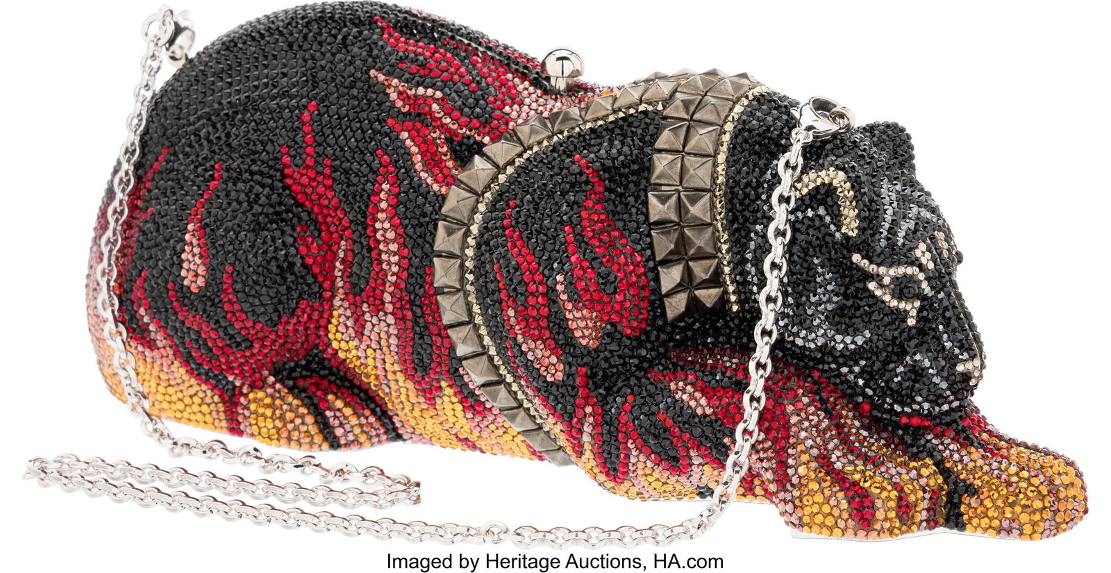 Judith Leiber Black Crystal Fiery Big Cat Minaud (1 of 5)