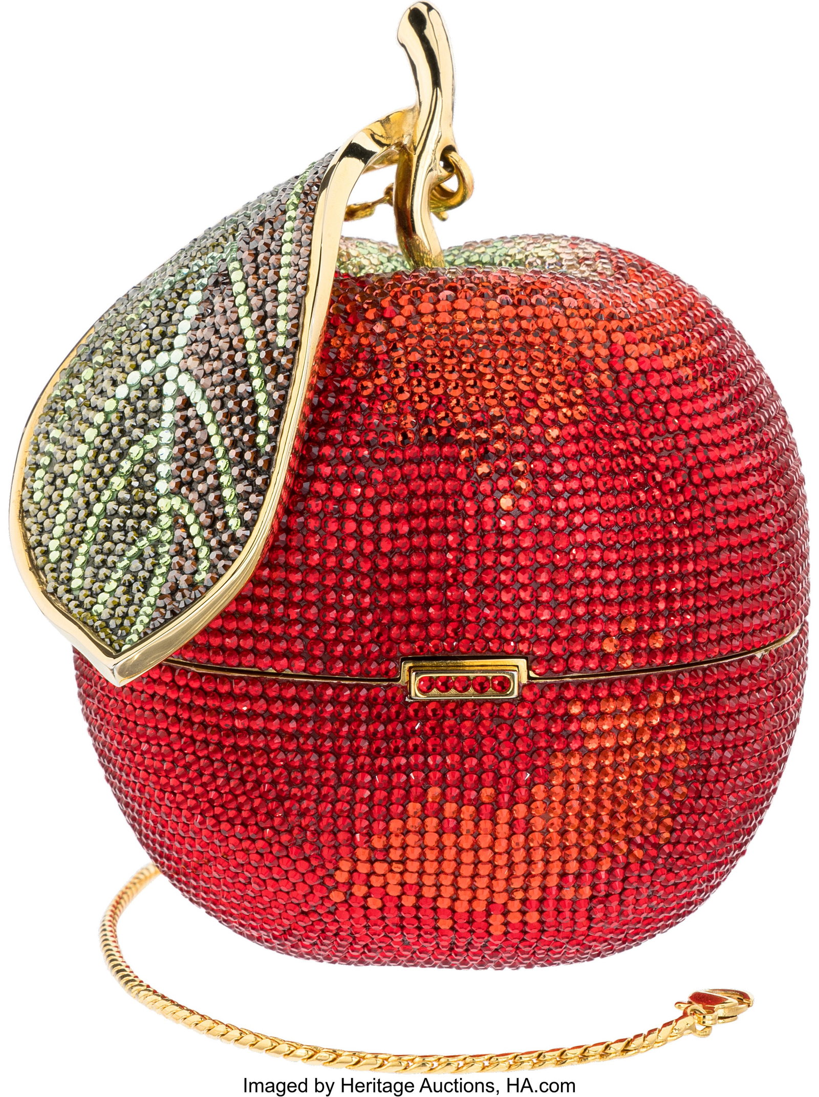 Judith Leiber Red & Green Crystal Apple Minaudière with Gold Hardware (1 of 4)