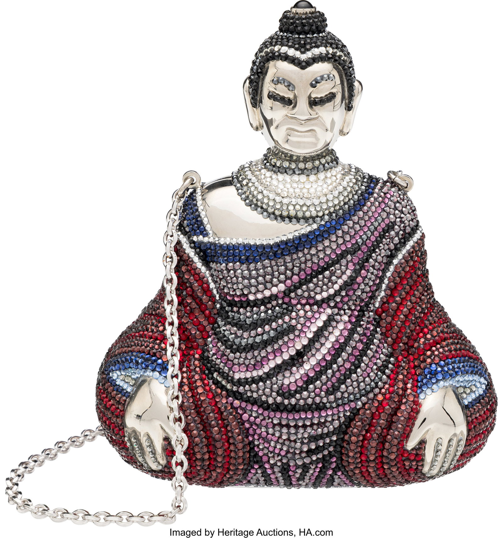 Judith Leiber Red & Purple Crystal Buddha Minaud (1 of 3)