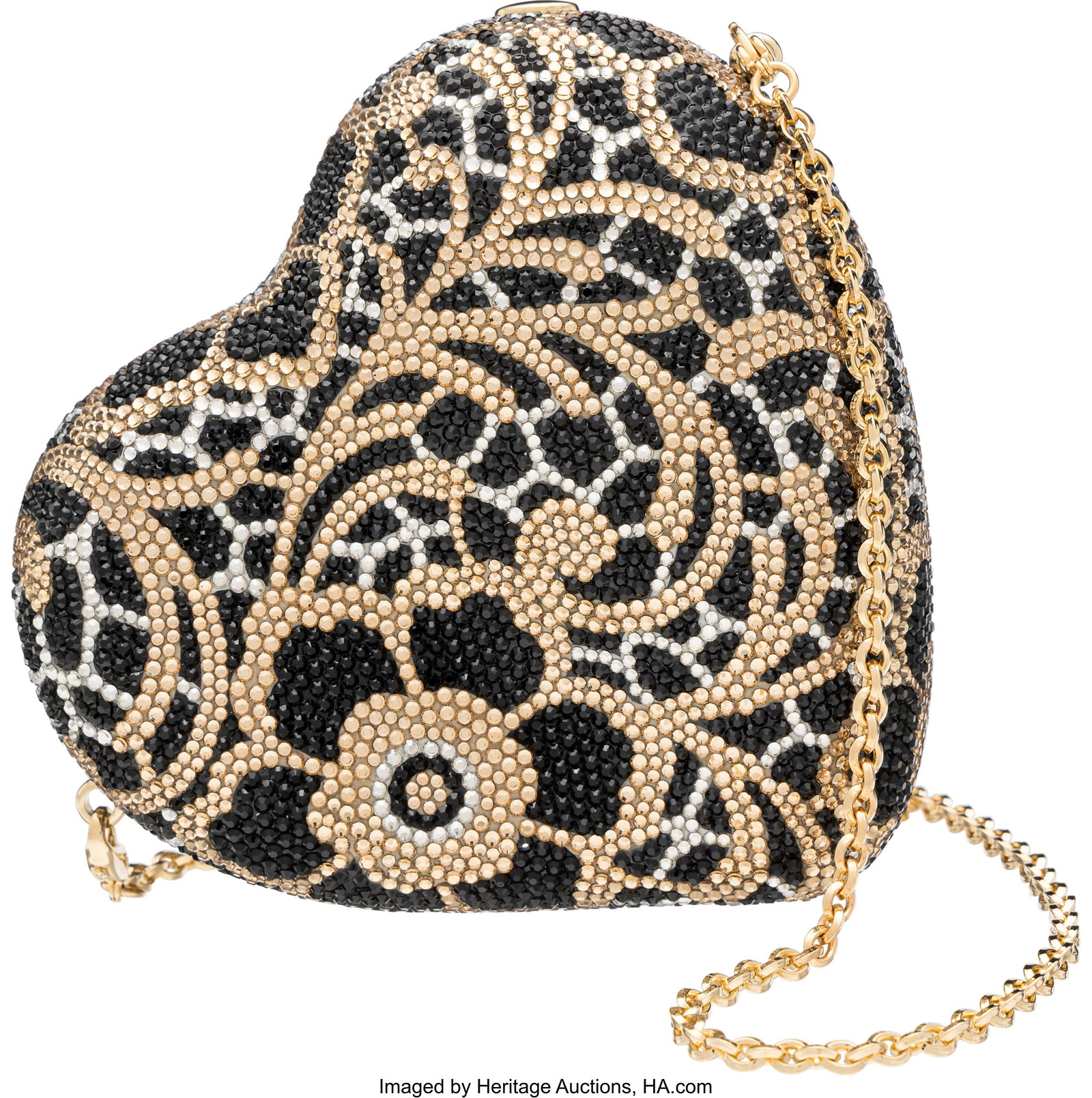 Judith Leiber Black & Champagne Gold Crystal Flo (1 of 3)