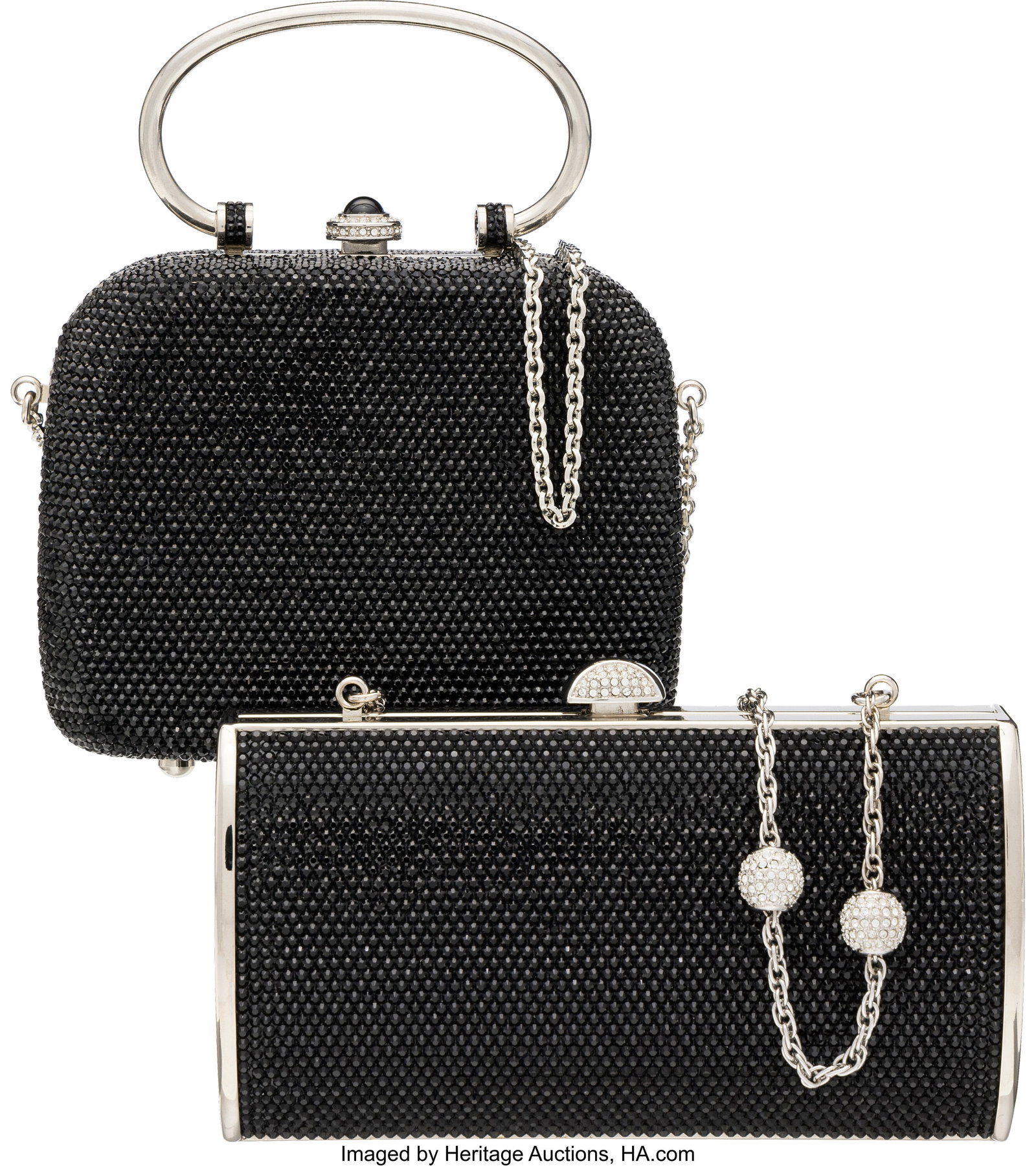 Judith Leiber Set of Two: Black Crystal Minaudières (1 of 3)