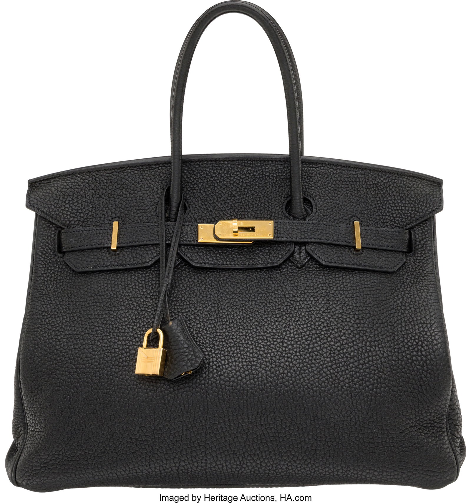 Hermès 35cm Black Togo Leather Birkin Bag with : Hermès 35cm Black Togo Leather Birkin Bag with Gold Hardware L Square, 2008 Condition: 3 14" Width x 10" Height x 7" Depth This bag is done in Black Togo Leather with Gold Hardware&
