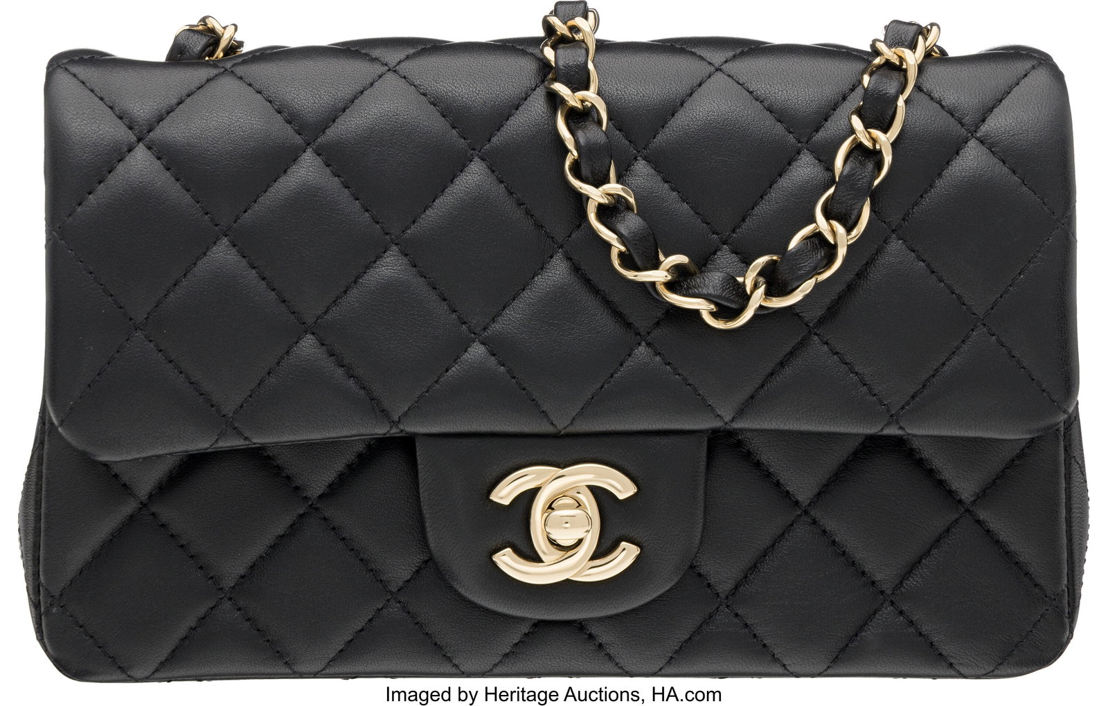 Chanel Black Quilted Lambskin Leather Mini Recta: Chanel Black Quilted Lambskin Leather Mini Rectangular Flap Bag with Light Gold Hardware 2025 Condition: 1 7.25" Width x 4" Height x 2" Depth This bag is done in Black Lambskin Leather