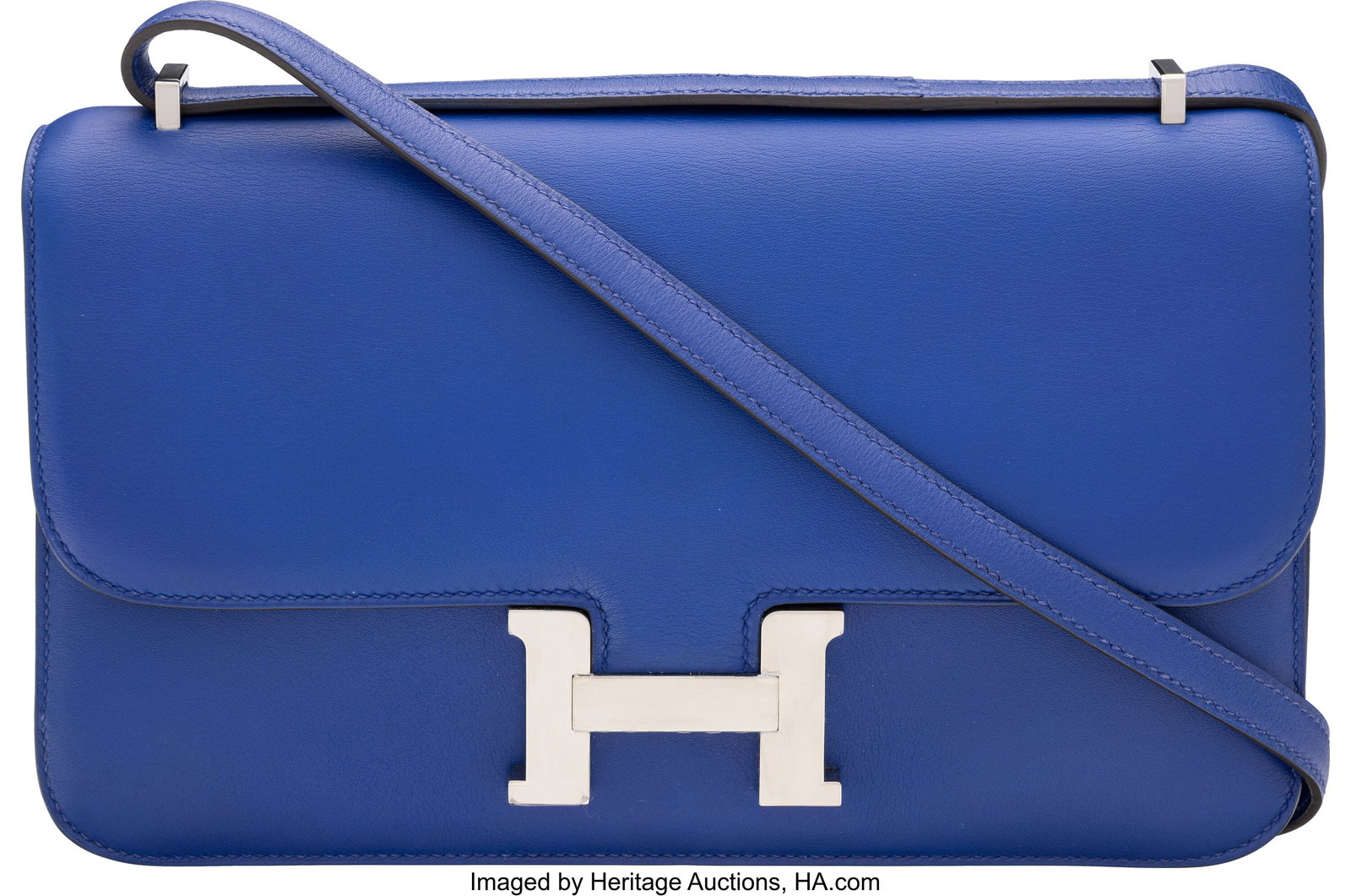 Hermès Bleu Electrique Swift Leather Constance : Hermès Bleu Electrique Swift Leather Constance Elan with Palladium Hardware P Square, 2012 Condition: 2 9.5" Width x 6" Height x 2" Depth This bag is done in Bleu Electrique
