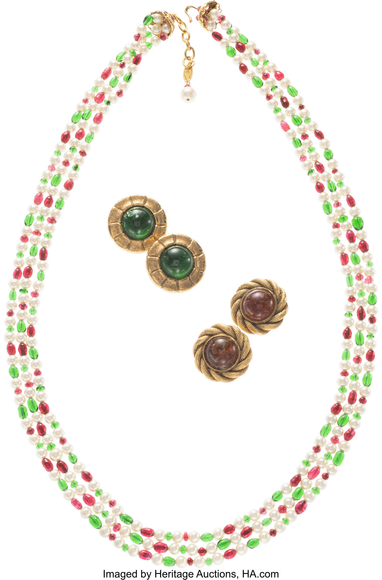 Chanel Set of Three: Vintage Gripoix Necklace &  (1 of 1)