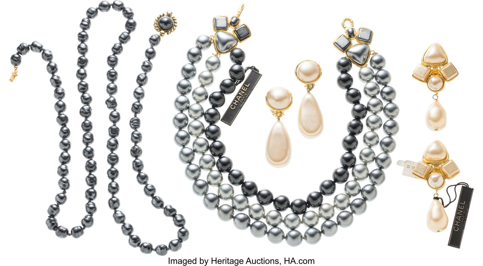 Chanel Set of Four: Vintage Faux Pearl Necklaces (1 of 1)