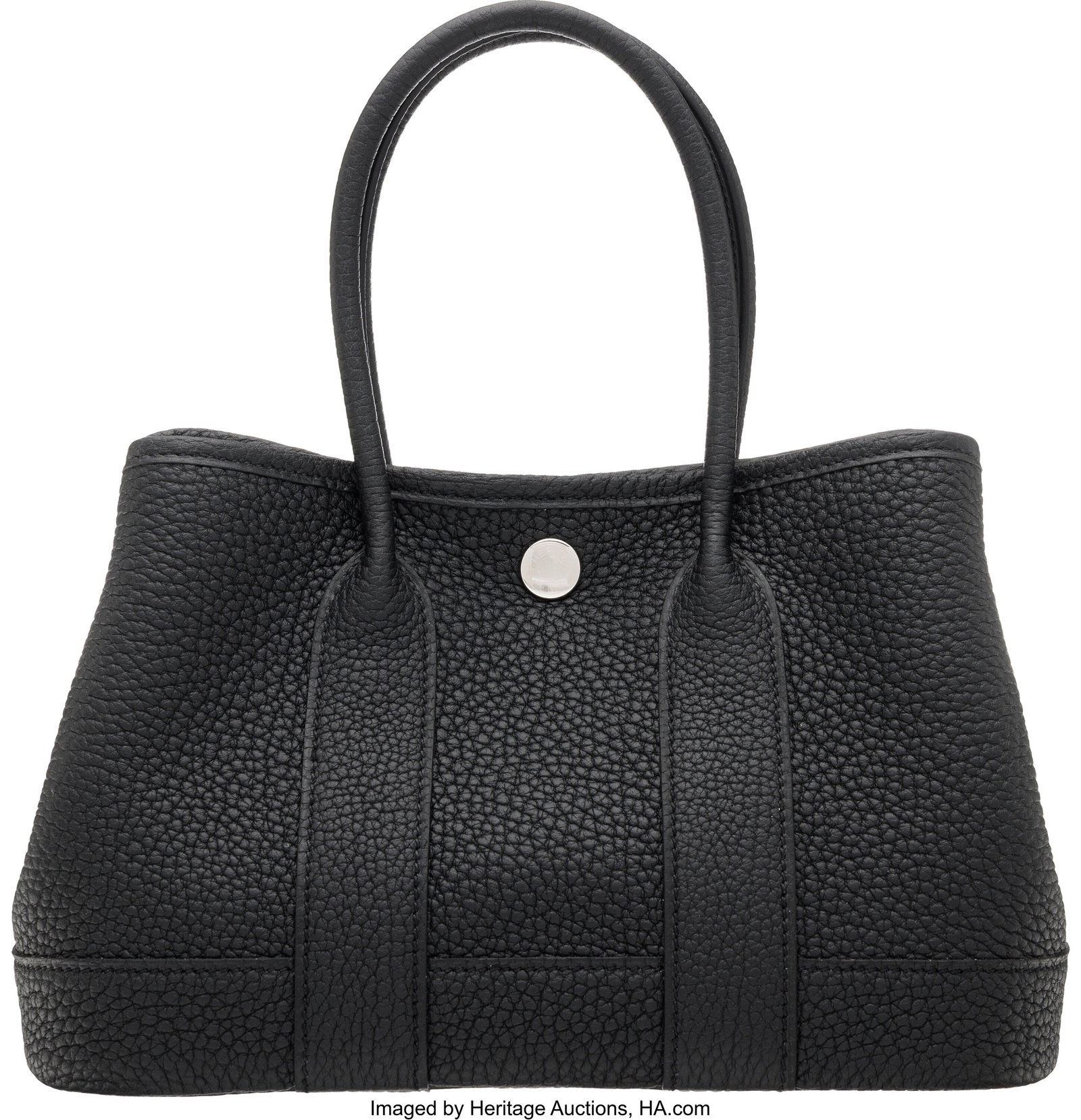 Hermès 23cm Black Negonda Leather Mini Garden P: Hermès 23cm Black Negonda Leather Mini Garden Party with Palladium Hardware K, 2025 Condition: 1 11.8" Width x 8.3" Height x 5.1" Depth This bag is done in Blac