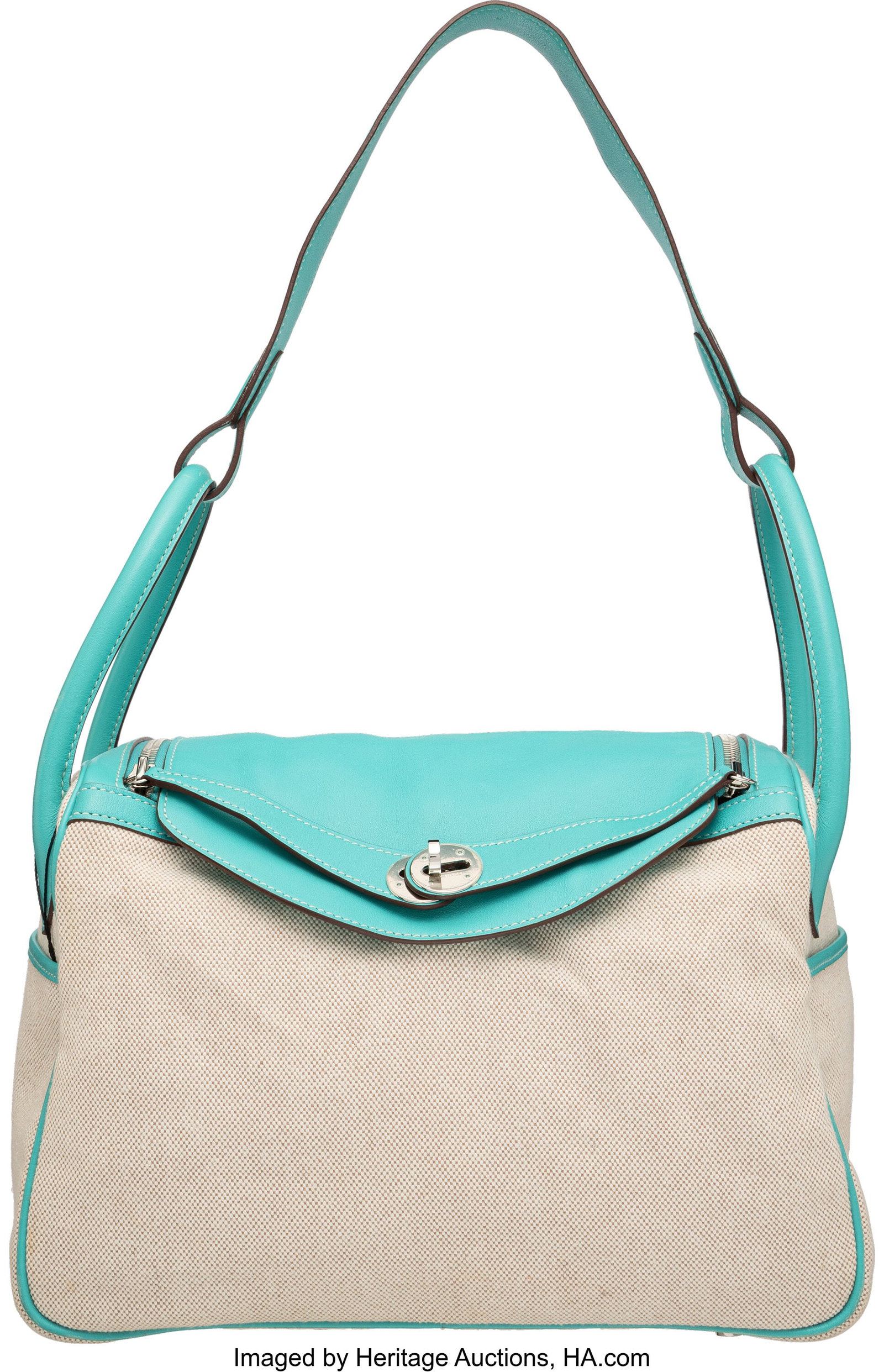 Hermès 30cm Lagon Swift Leather & Toile Lindy B (1 of 4)