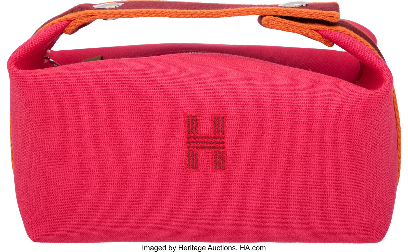 Hermès Hibiscus Cotton Canvas Bride-a-Brac Smal: Hermès Hibiscus Cotton Canvas Bride-a-Brac Small Case with Palladium Hardware Condition: 1 8.25" Width x 6.75 Height x 4.75 Depth This item is done in Hibiscus Cotton