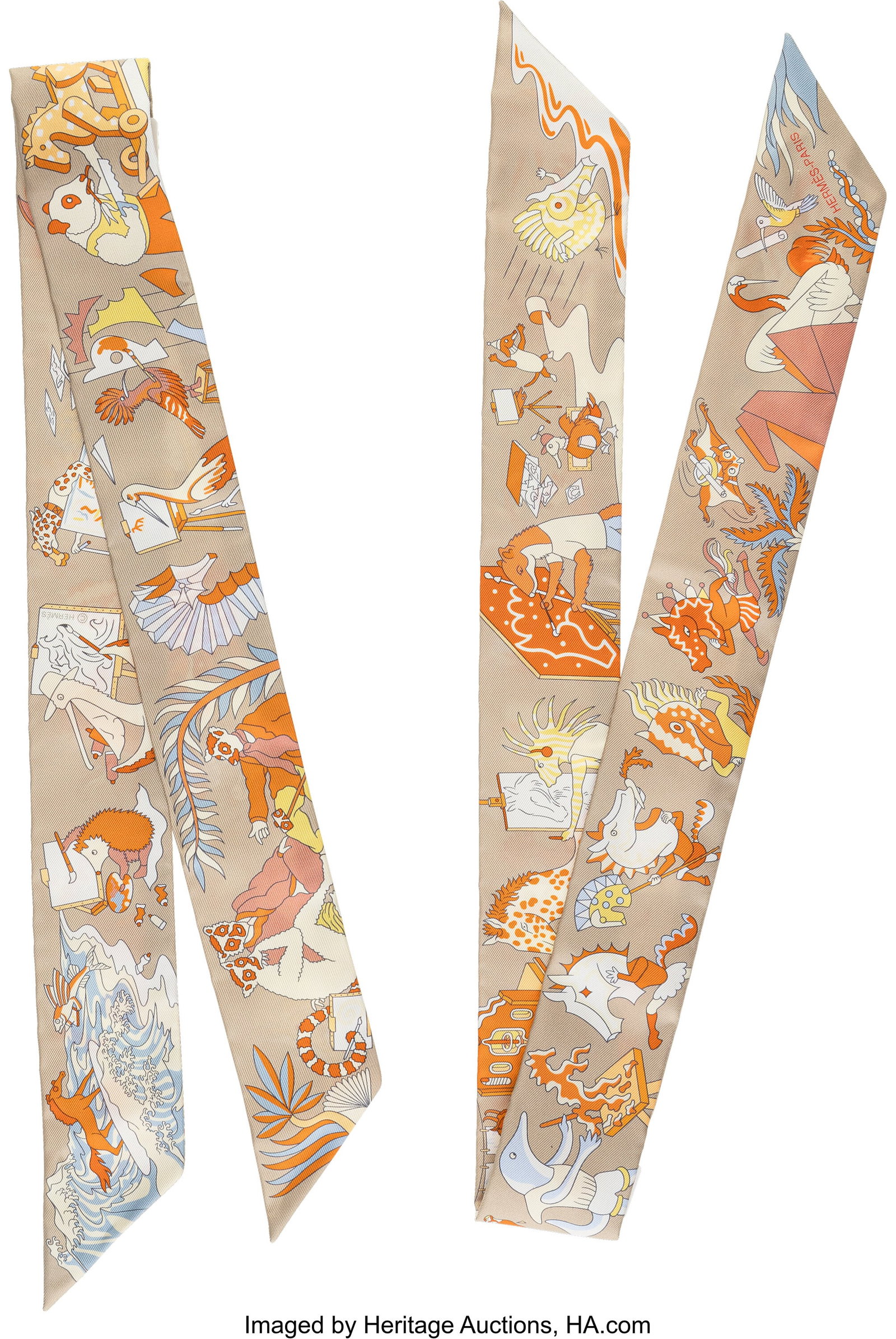 Hermès Set of Two: Beige, Orange, & White Acade (1 of 2)