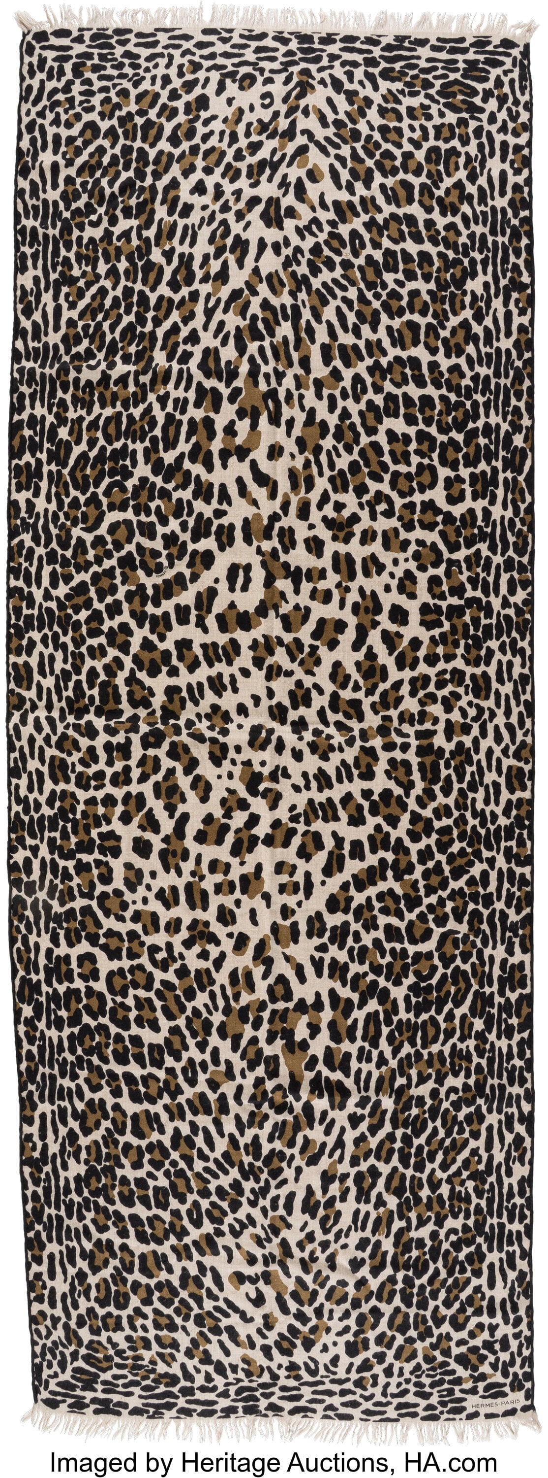 Hermès Leopard Print Cashmere & Silk Scarf Con (1 of 1)