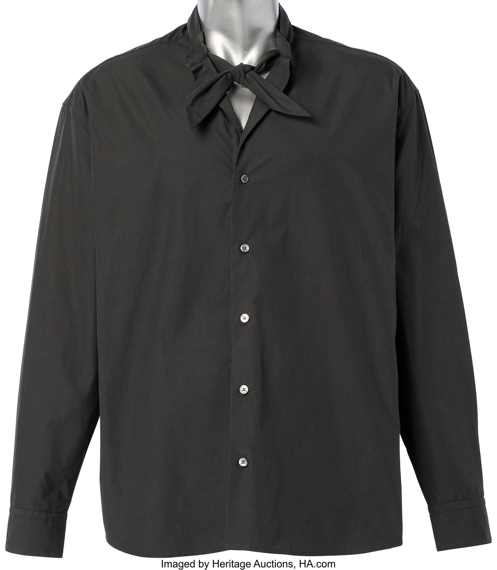 Hermès Grey Poplin Cotton Boxy Col Marius Shirt: Hermès Grey Poplin Cotton Boxy Col Marius Shirt Condition: 1 Size 40 This shirt is done in Gray Cotton Poplin, featuring mother of pearl front buttons. This shirt includes an
