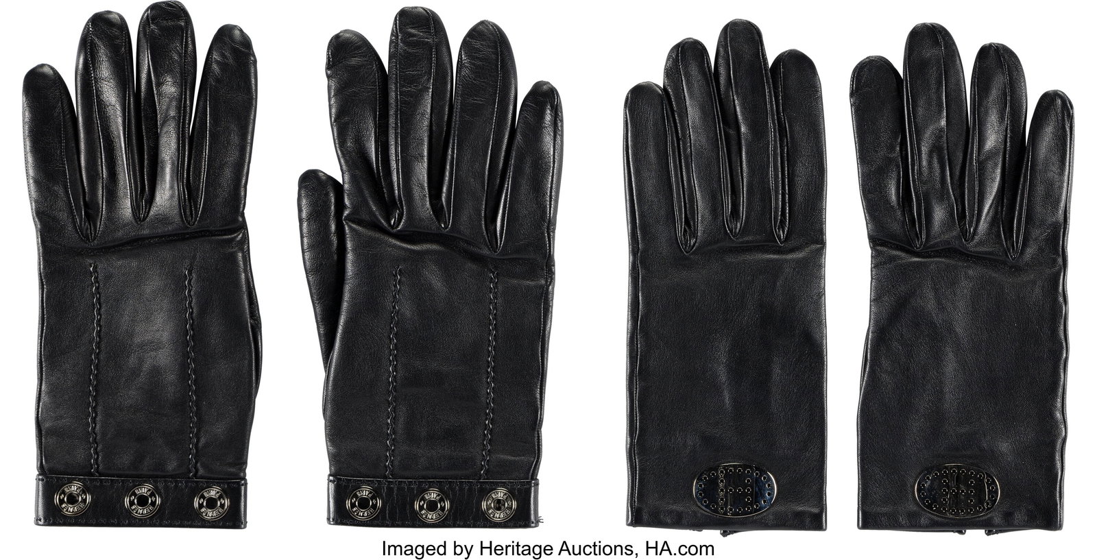 Hermès Set of Two: Black Leather Gloves See Ex (1 of 2)