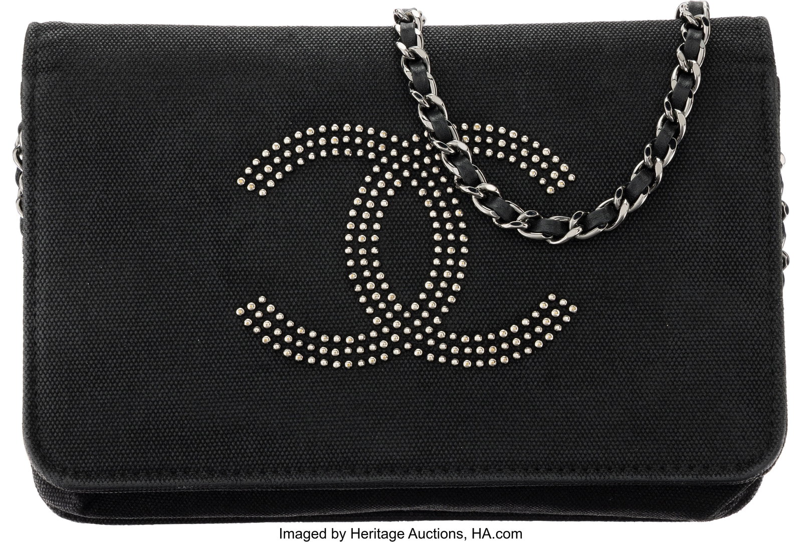 Chanel Paris-Shanghai Black Canvas Wallet on Cha: Chanel Paris-Shanghai Black Canvas Wallet on Chain with Silver Hardware 2019 Condition: 3 7.5" Width x 5" Length x 1.5" Width This bag is done in Black Canvas with Silver Hardware&